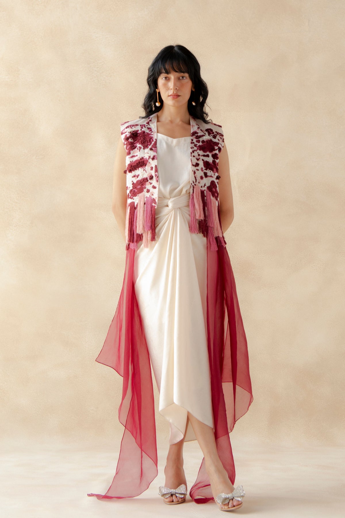 Embroidered Jacket With Wrap Dress