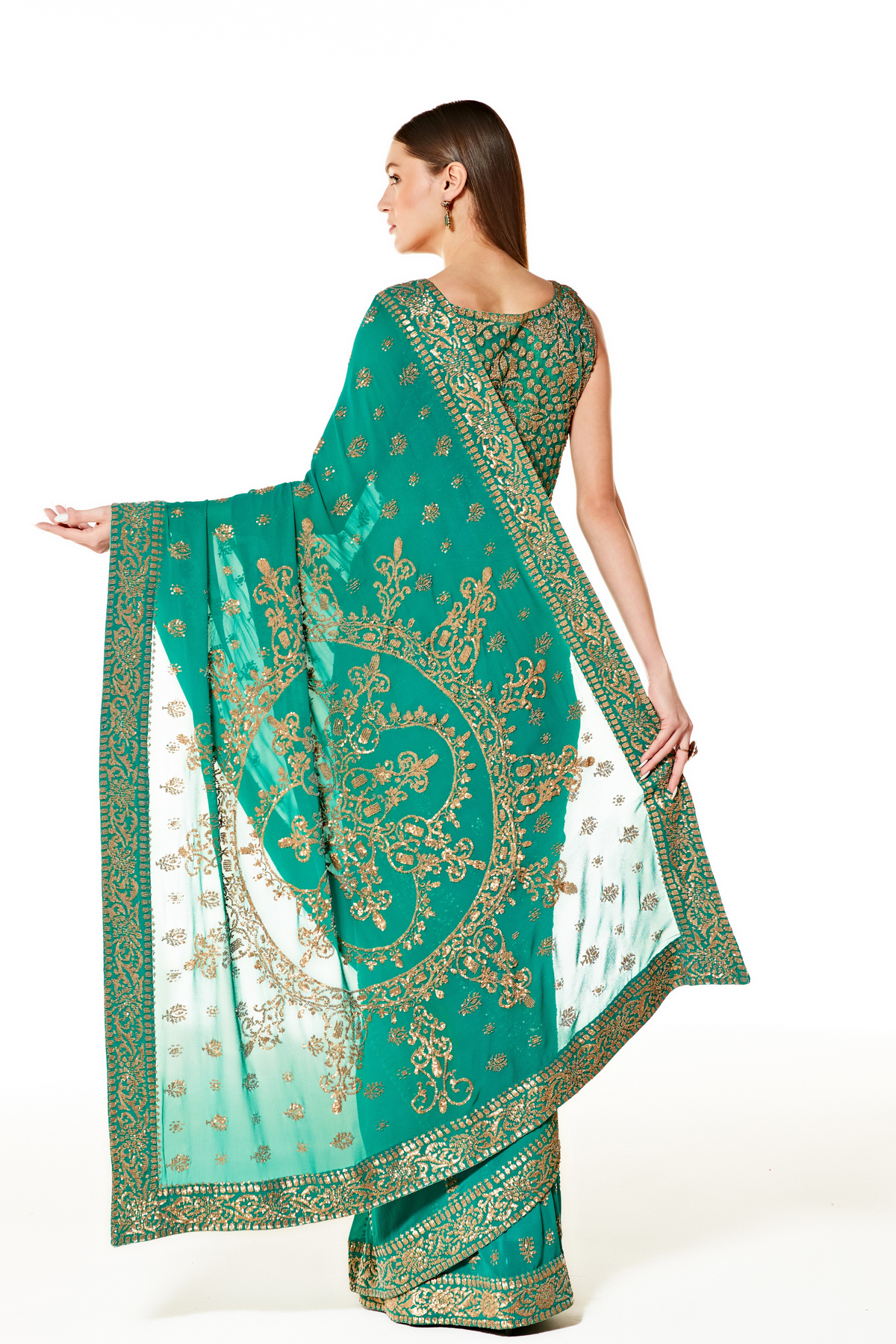 Zaynab Sea Green Saree Set