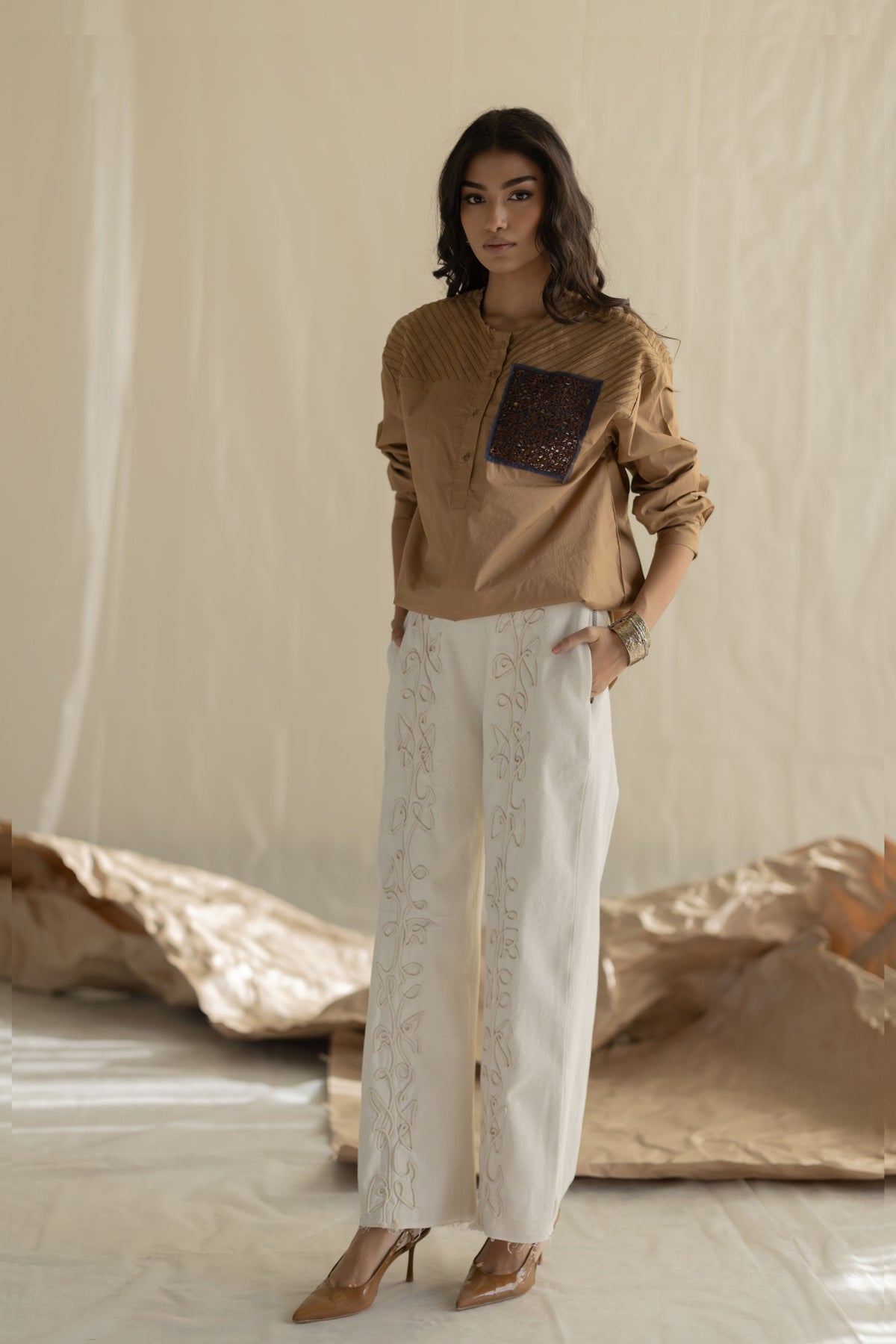 White Straight Fit Denim Pant