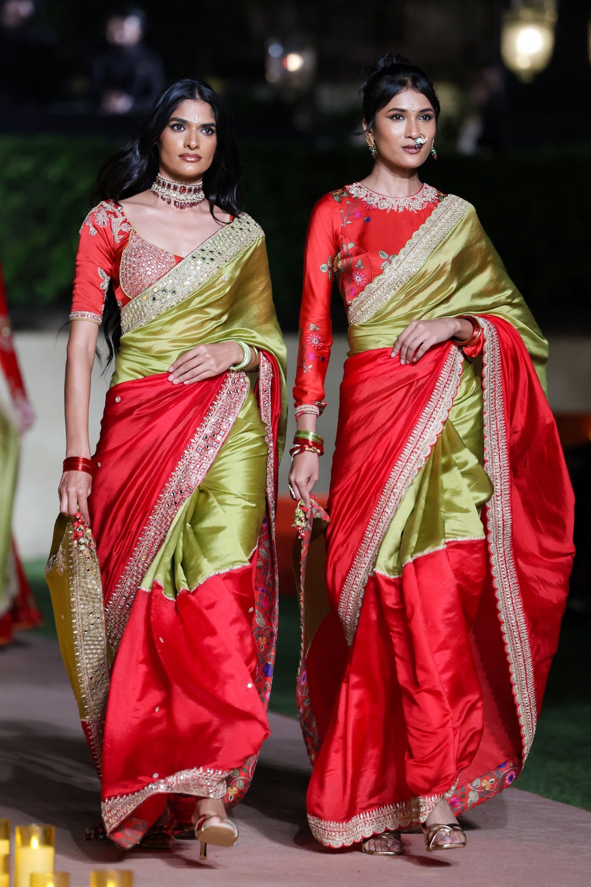 Surkh Laal Marodi Saree Set