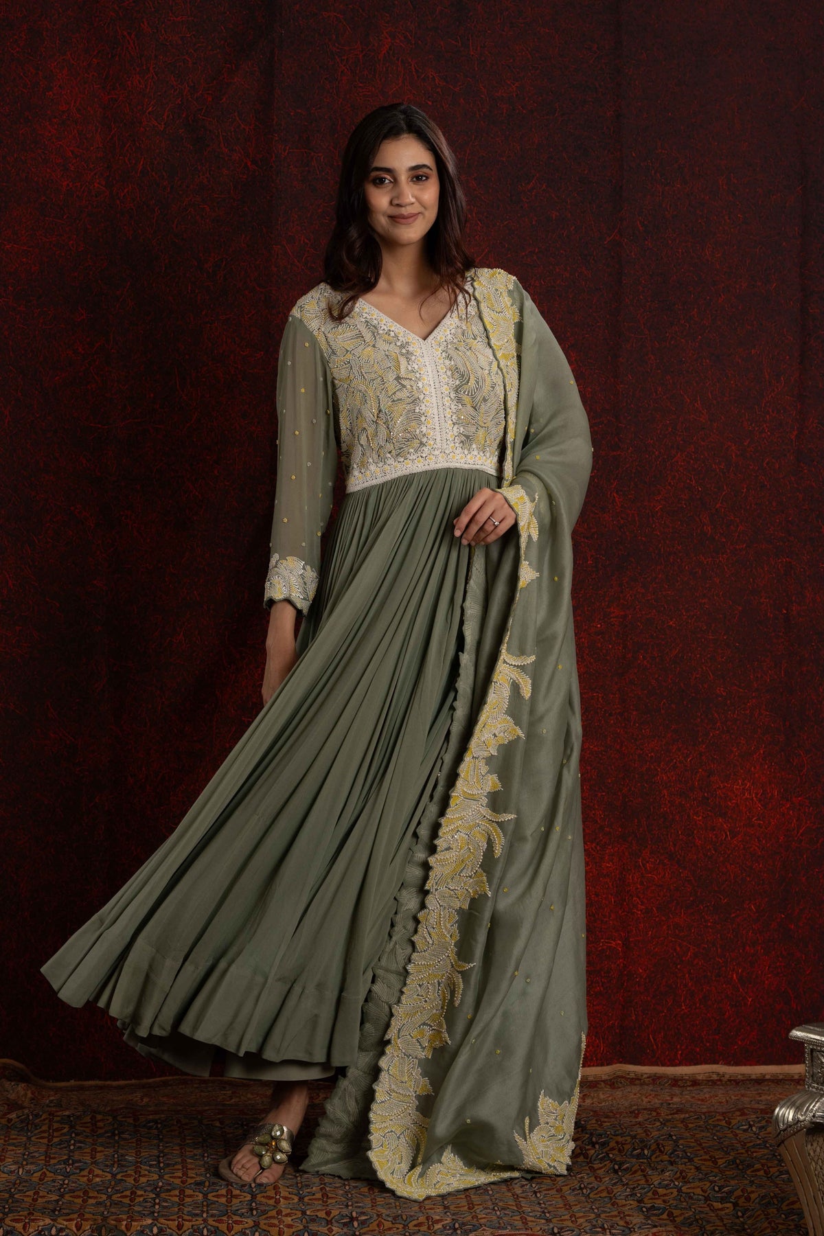 Green Anarkali Set