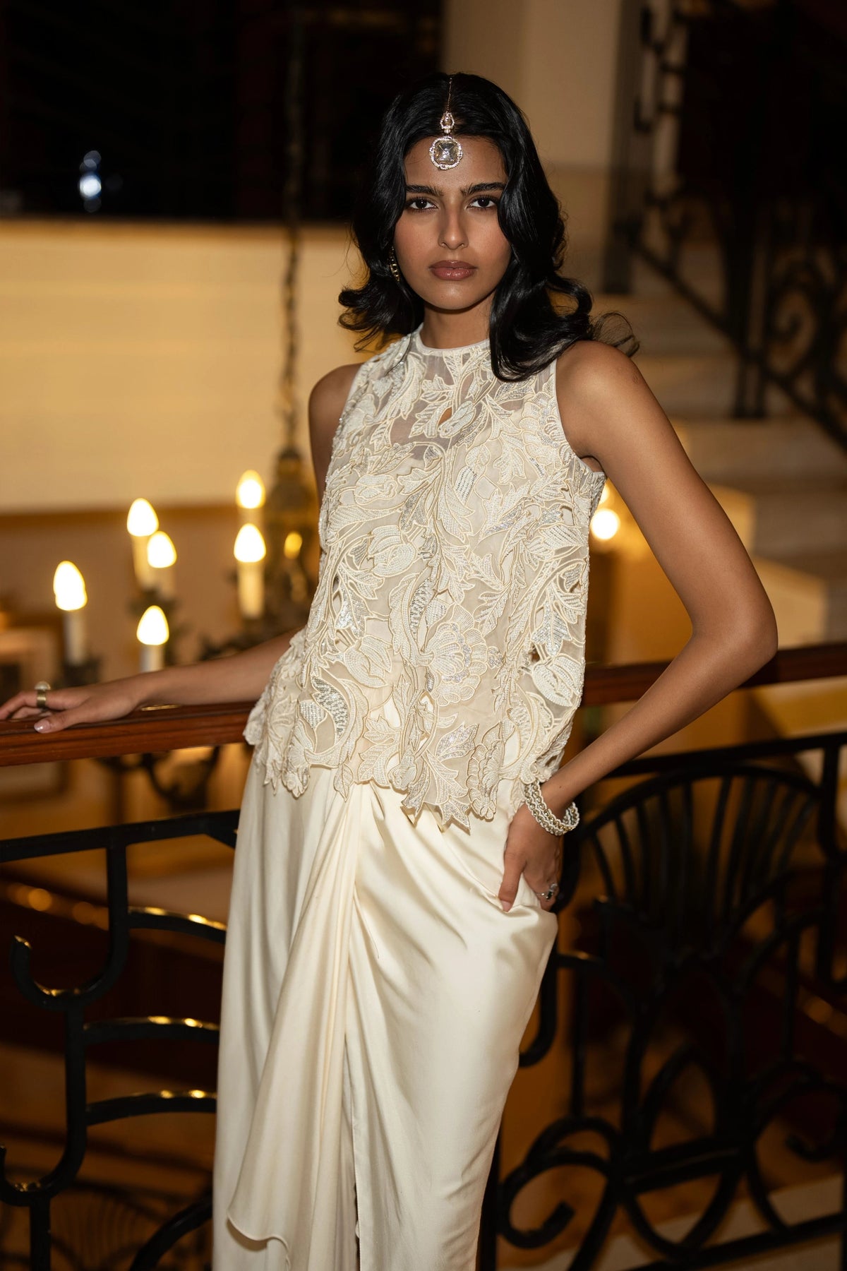 Scalloped Top & Draped Skirt