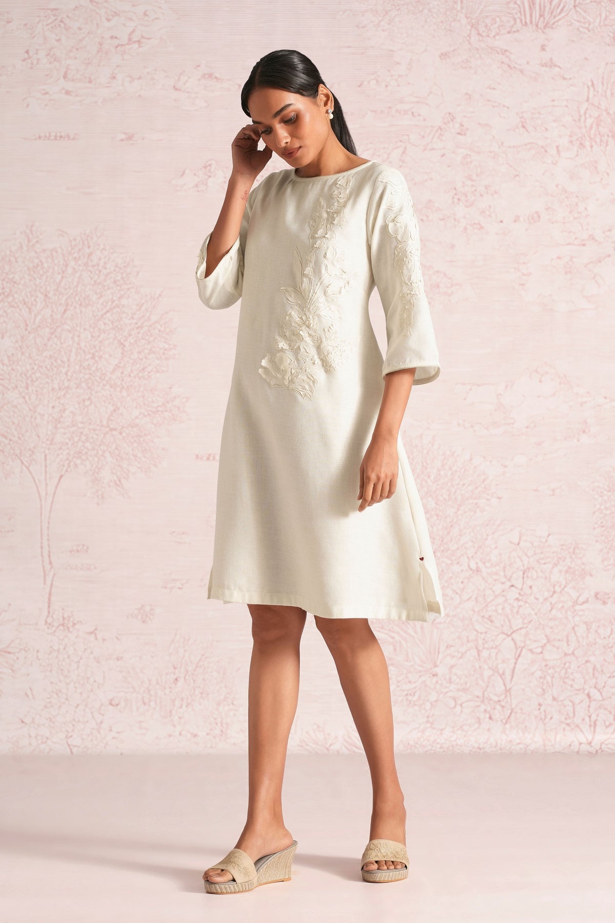 Floral Off White Dress