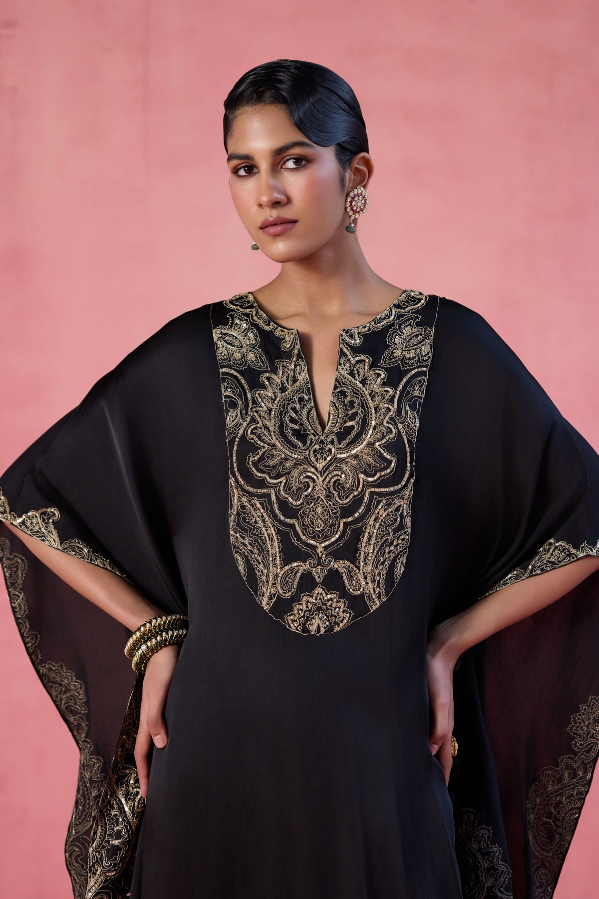Zoya Black Kaftan Set