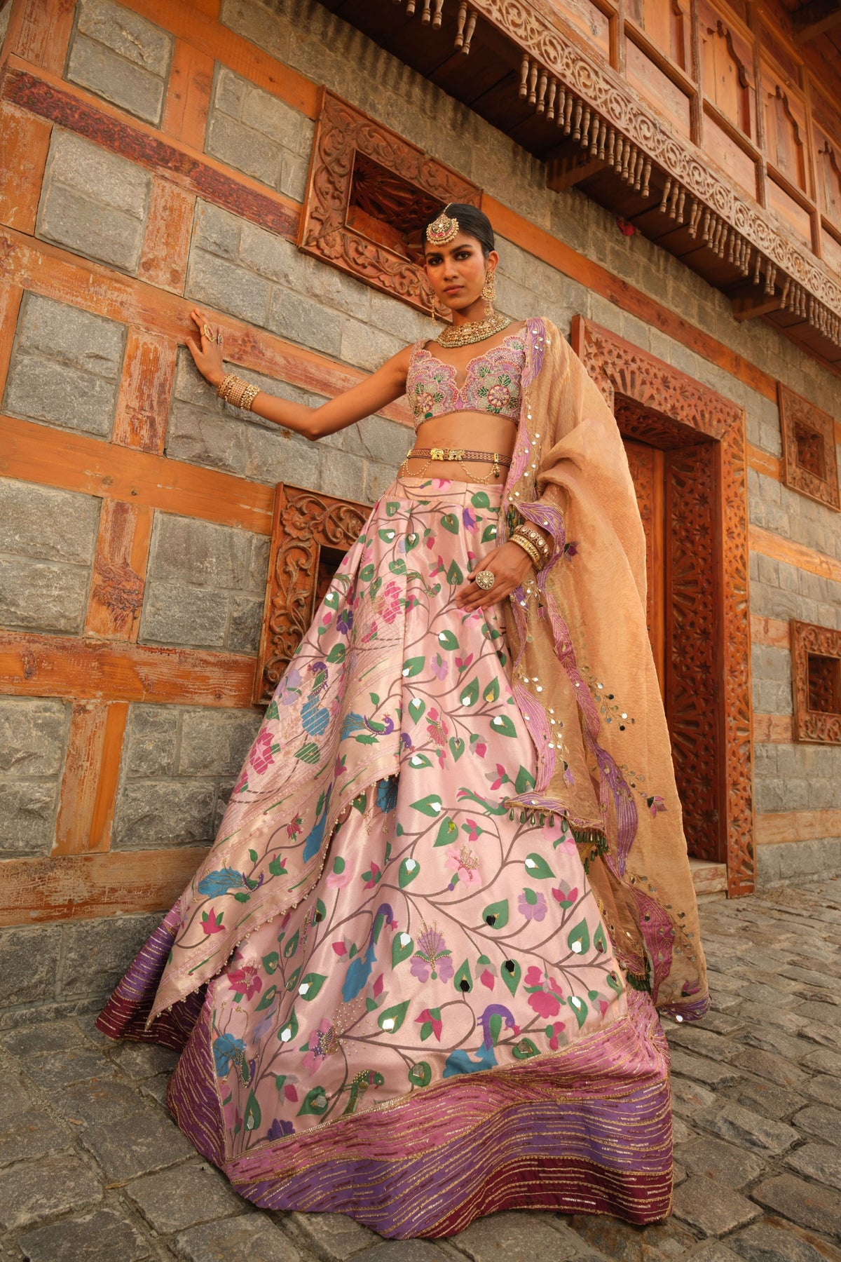 Paithani Pink Lehenga Set