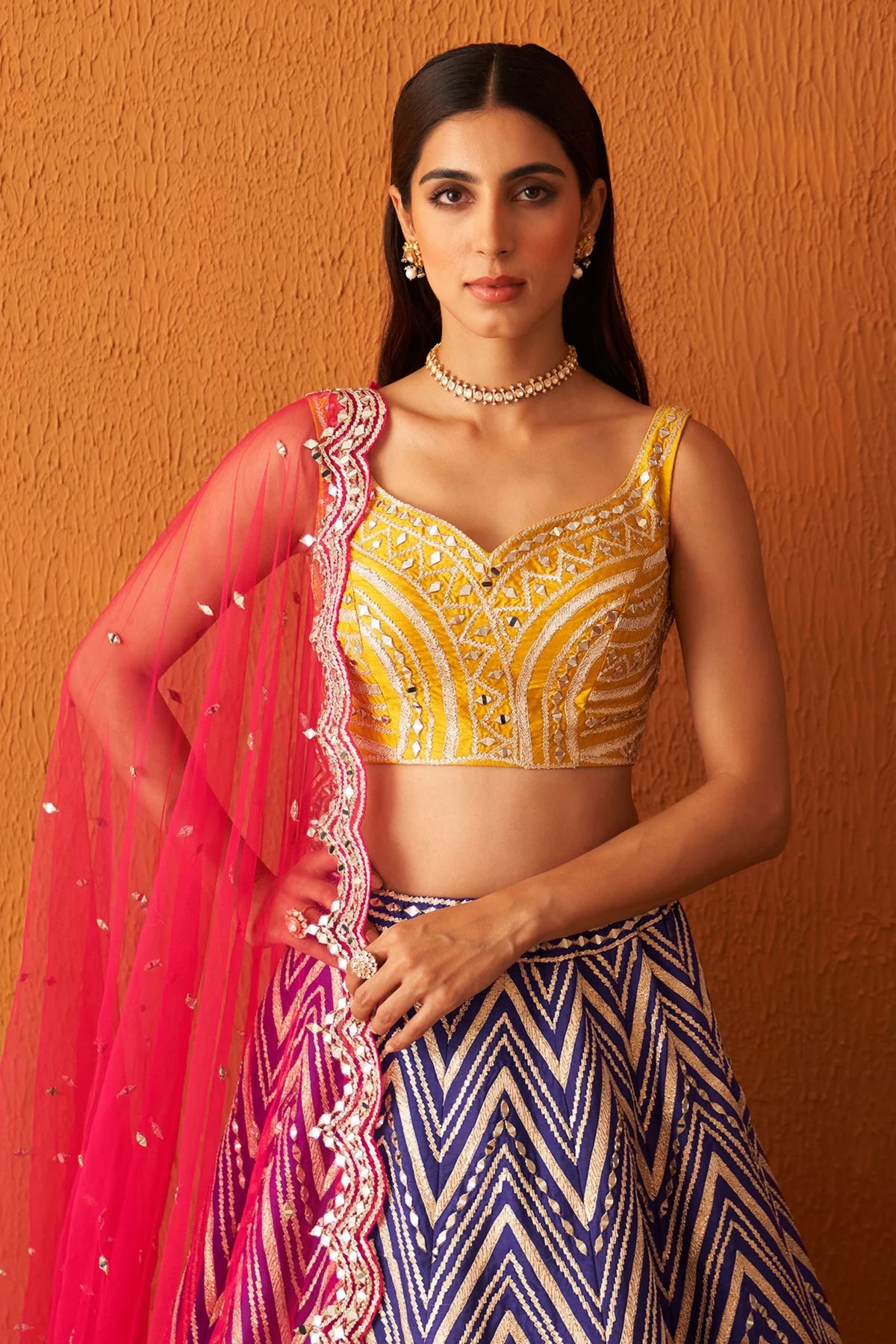 Purple Raw Silk Lehenga Set