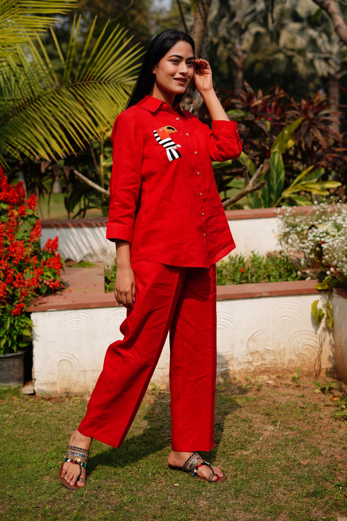 Red Toucan Stripe Shirt