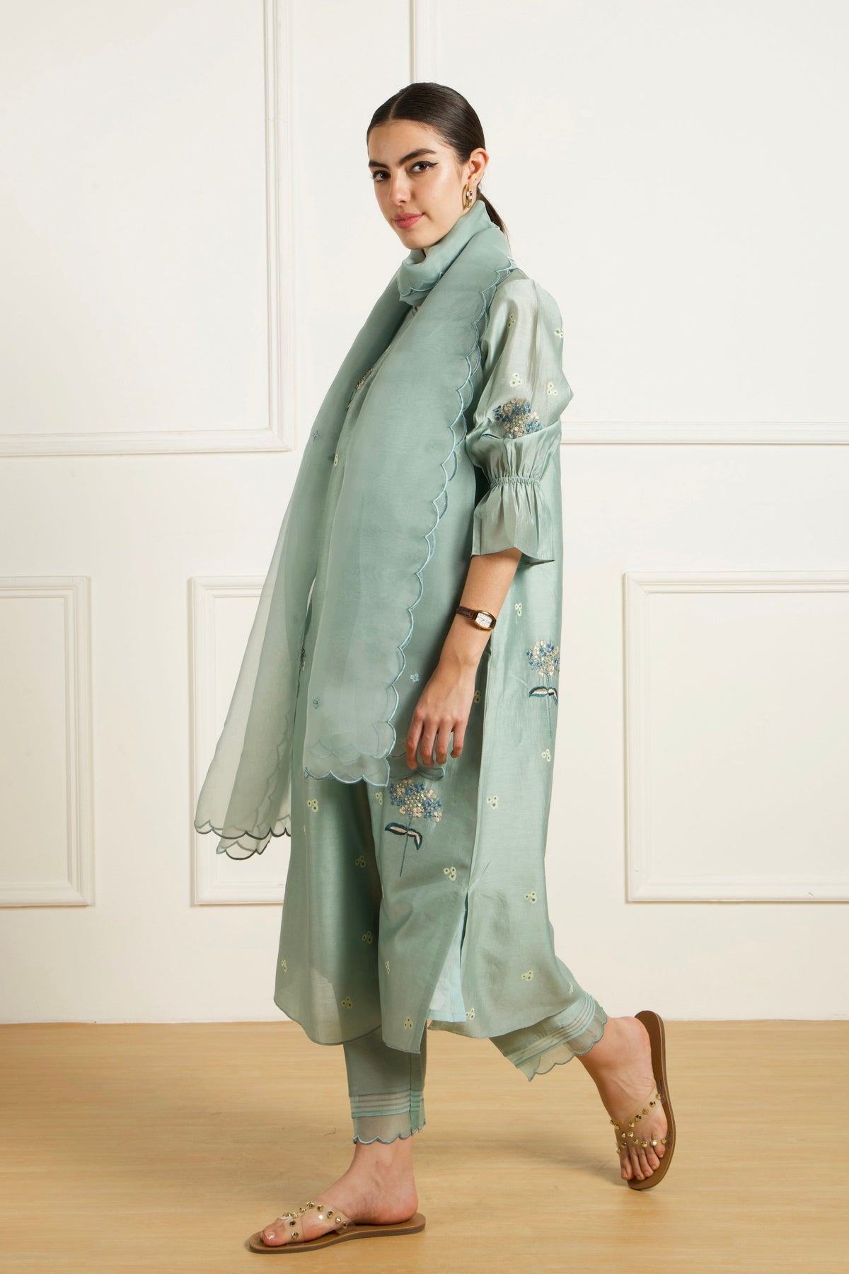 Mint Embroidered Kurta Set
