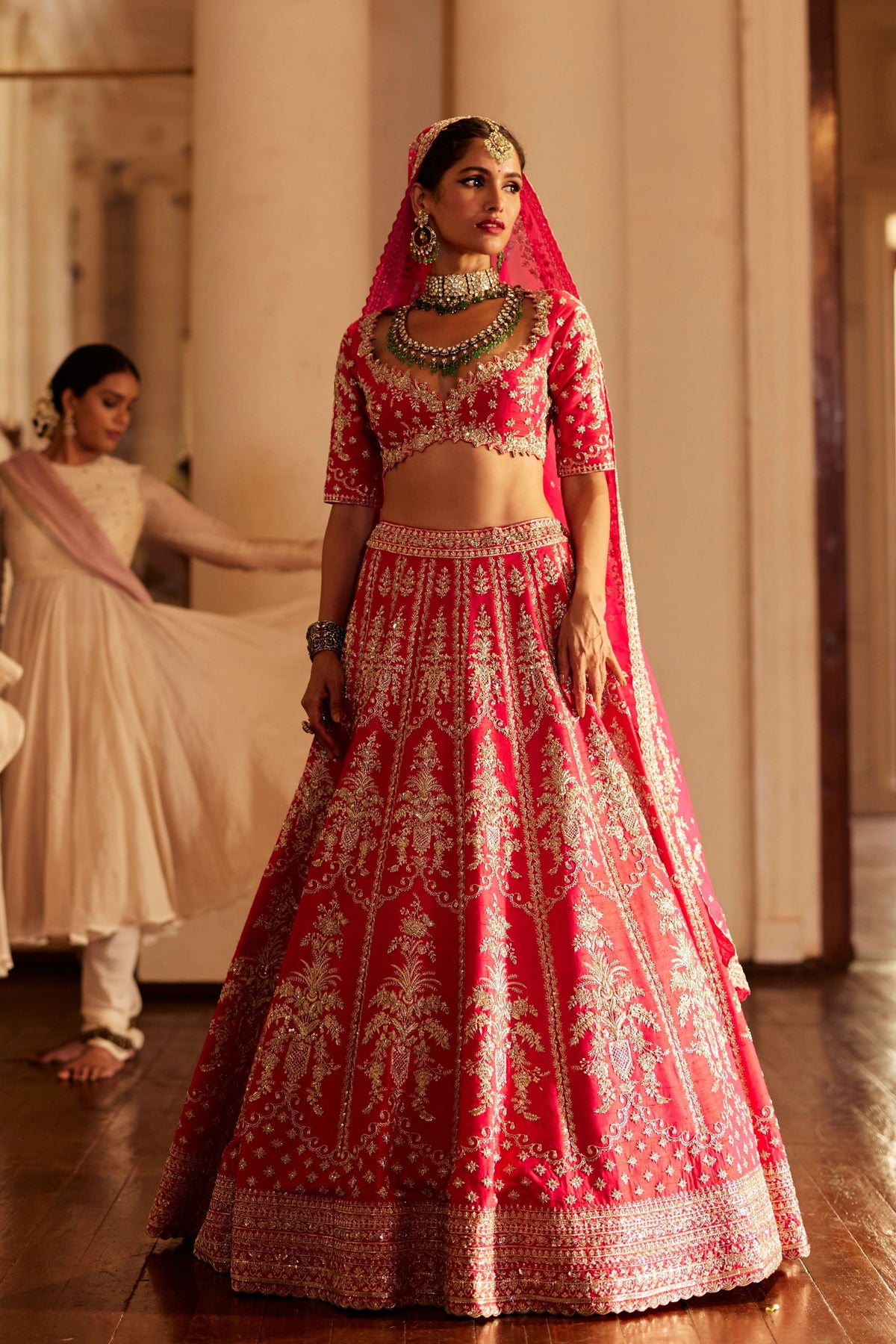 Cherry Red Bouquet Lehenga Set