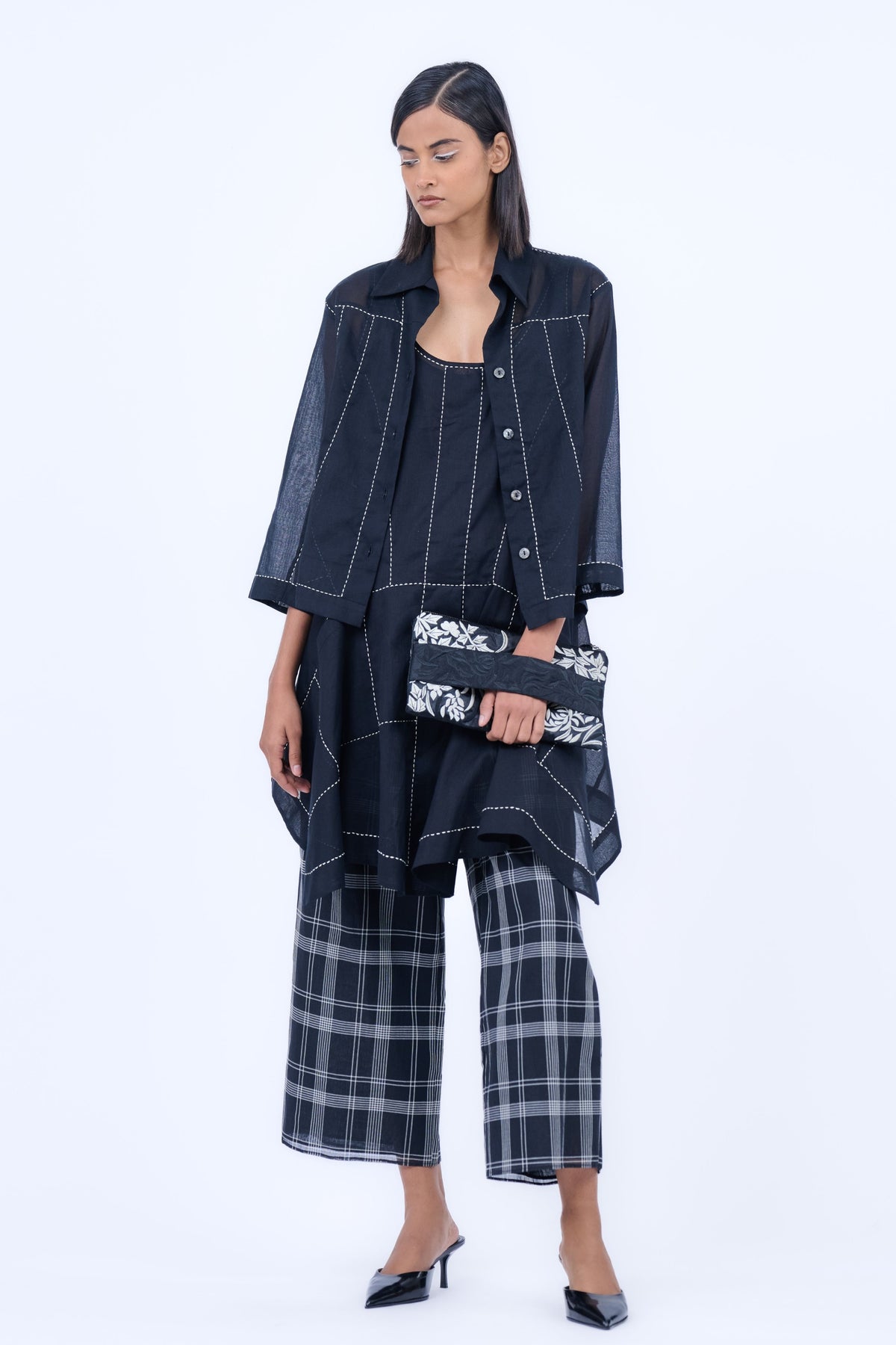 Threadwork Black Satin Bag