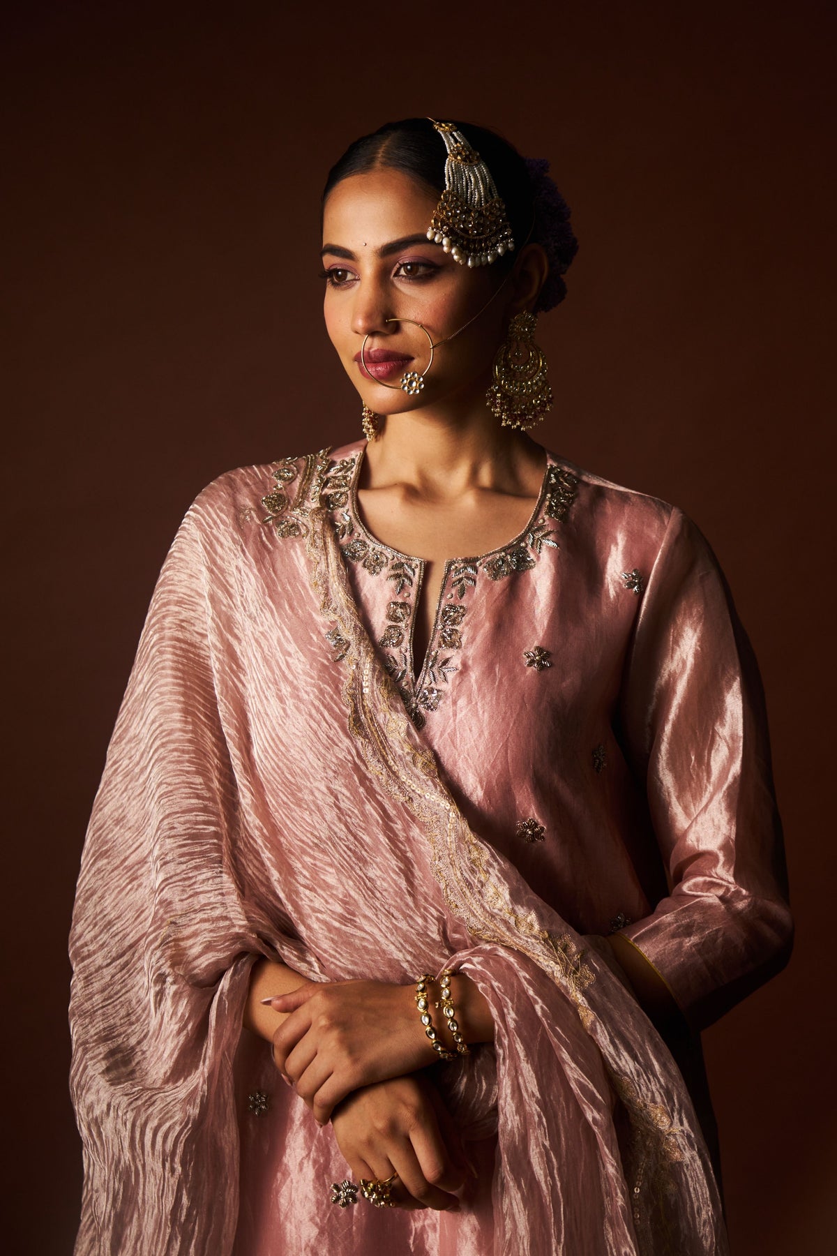 Pink Tissue Noor Sharara Set