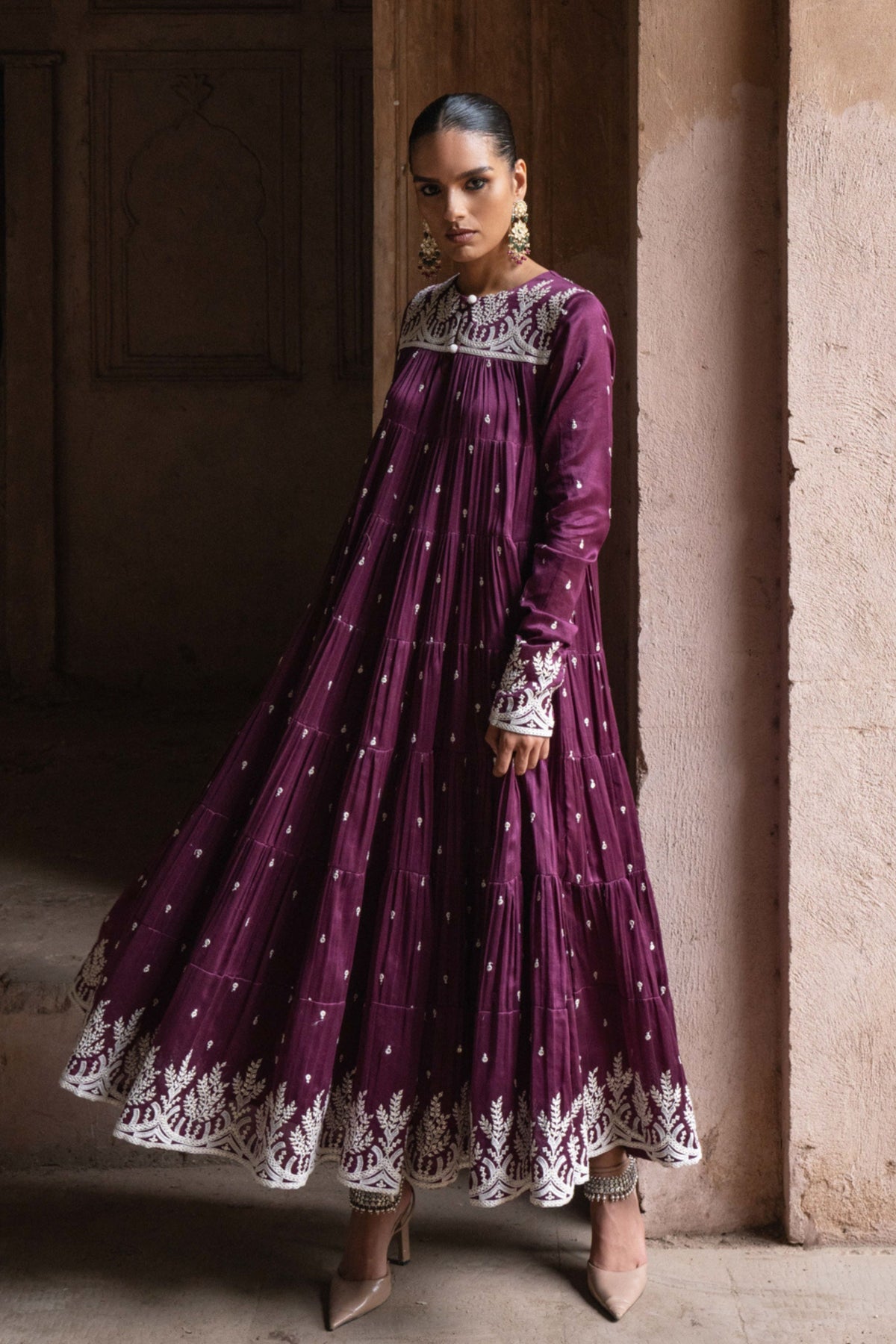 8 Layer All Over Embroidered Anarkali Set