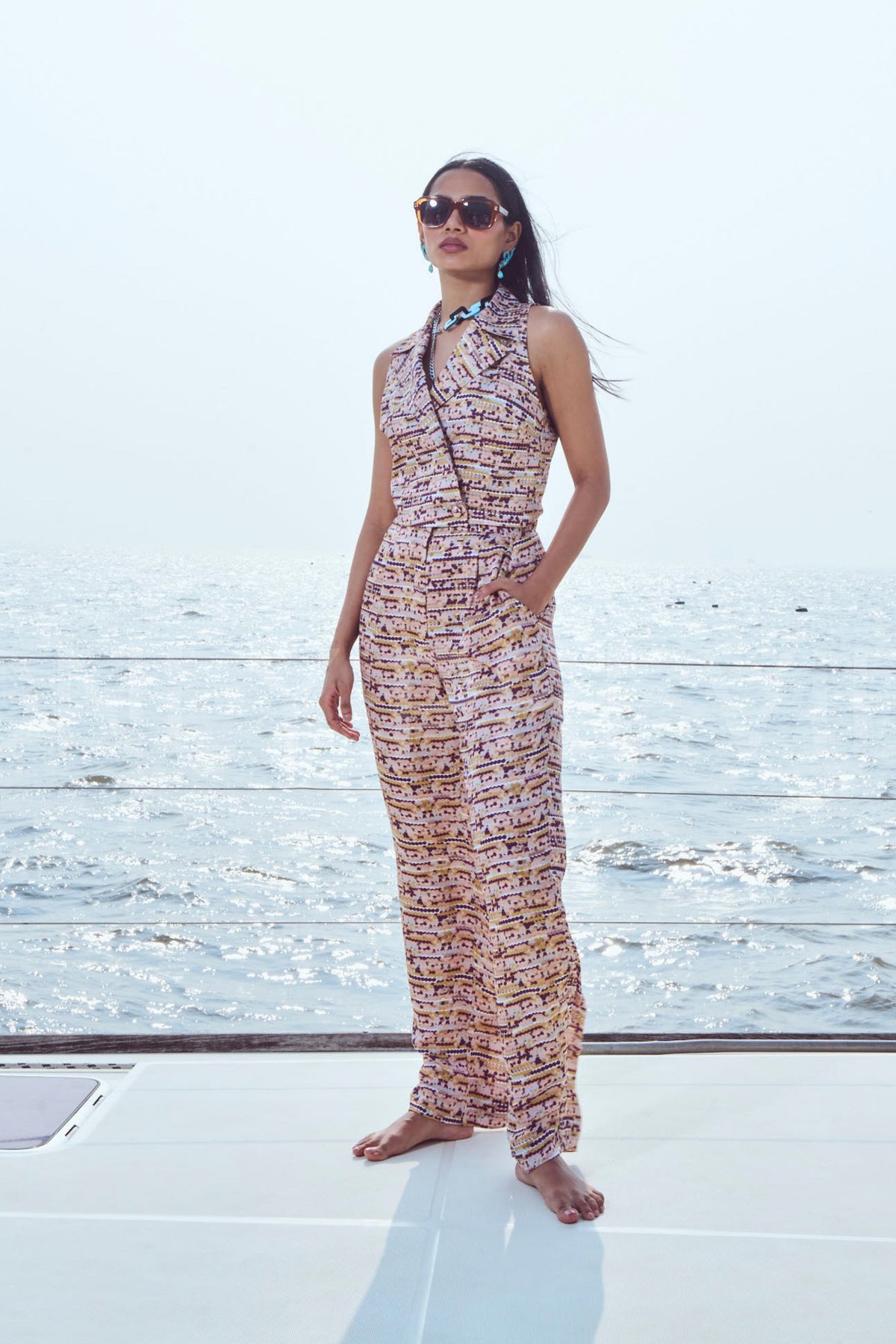 Sequin Printed Straight Pants