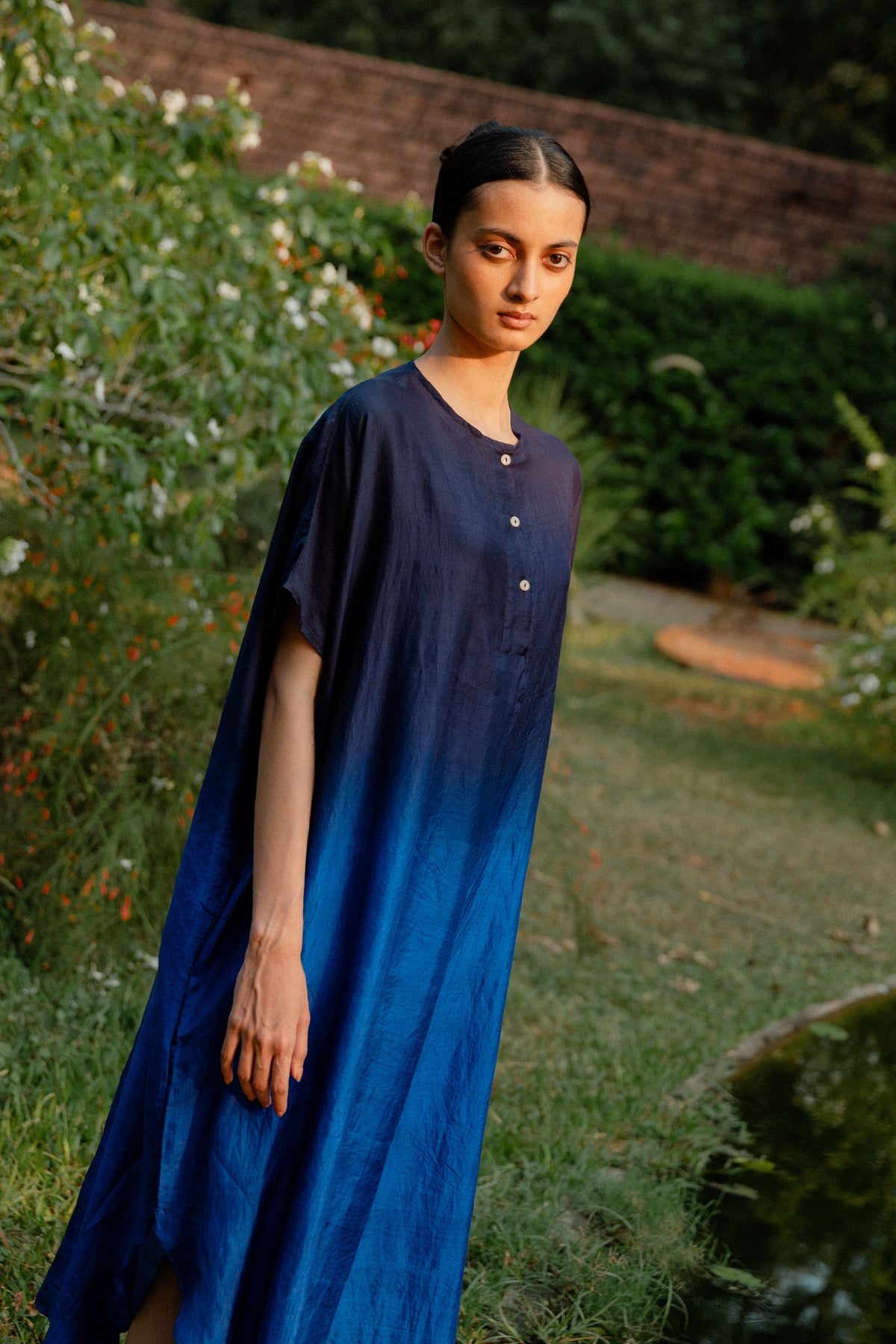 Blue Ombre Pleated Kaftan