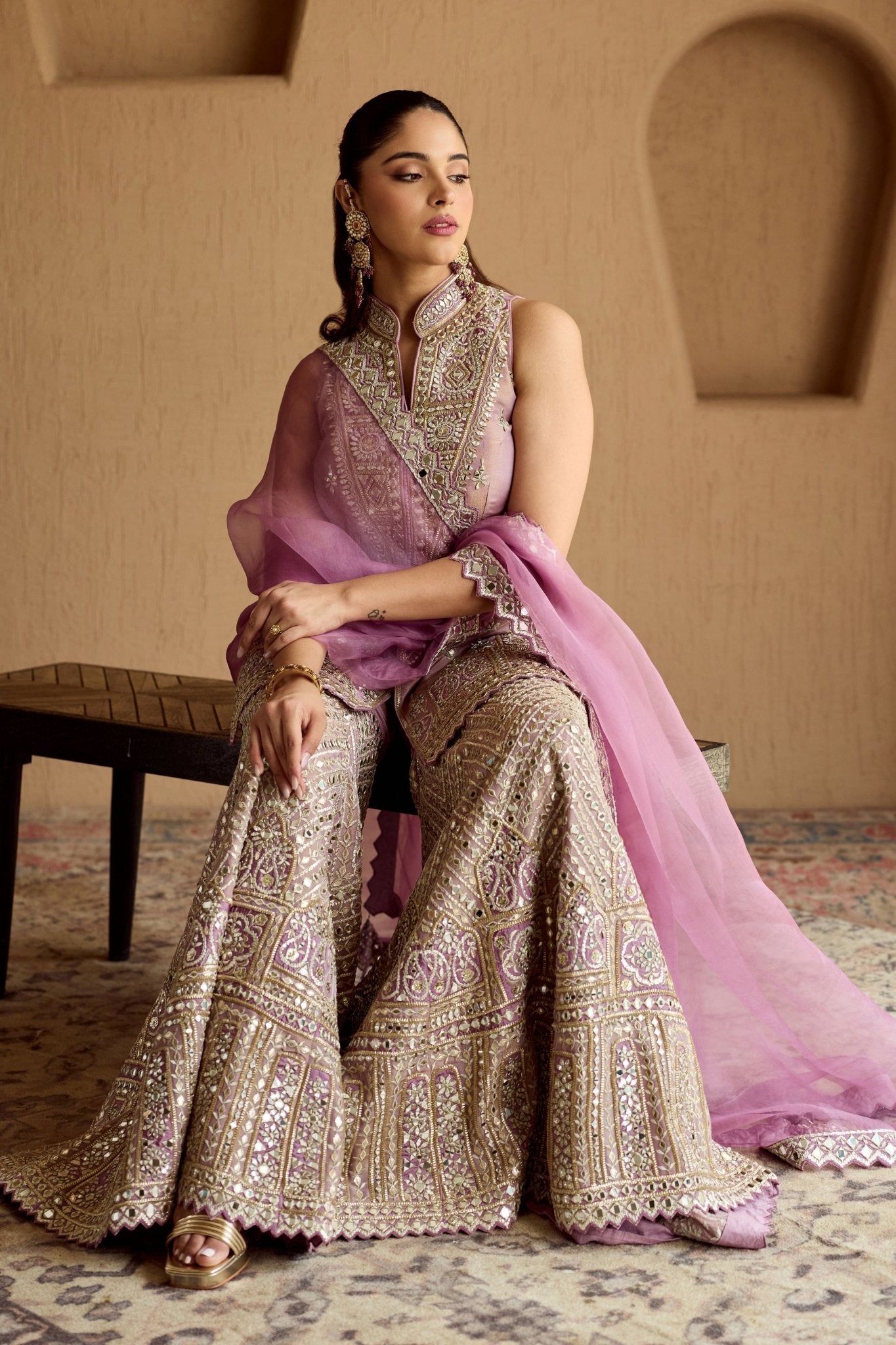 Lilac Kurta Garara Set - Suhino - Elahe