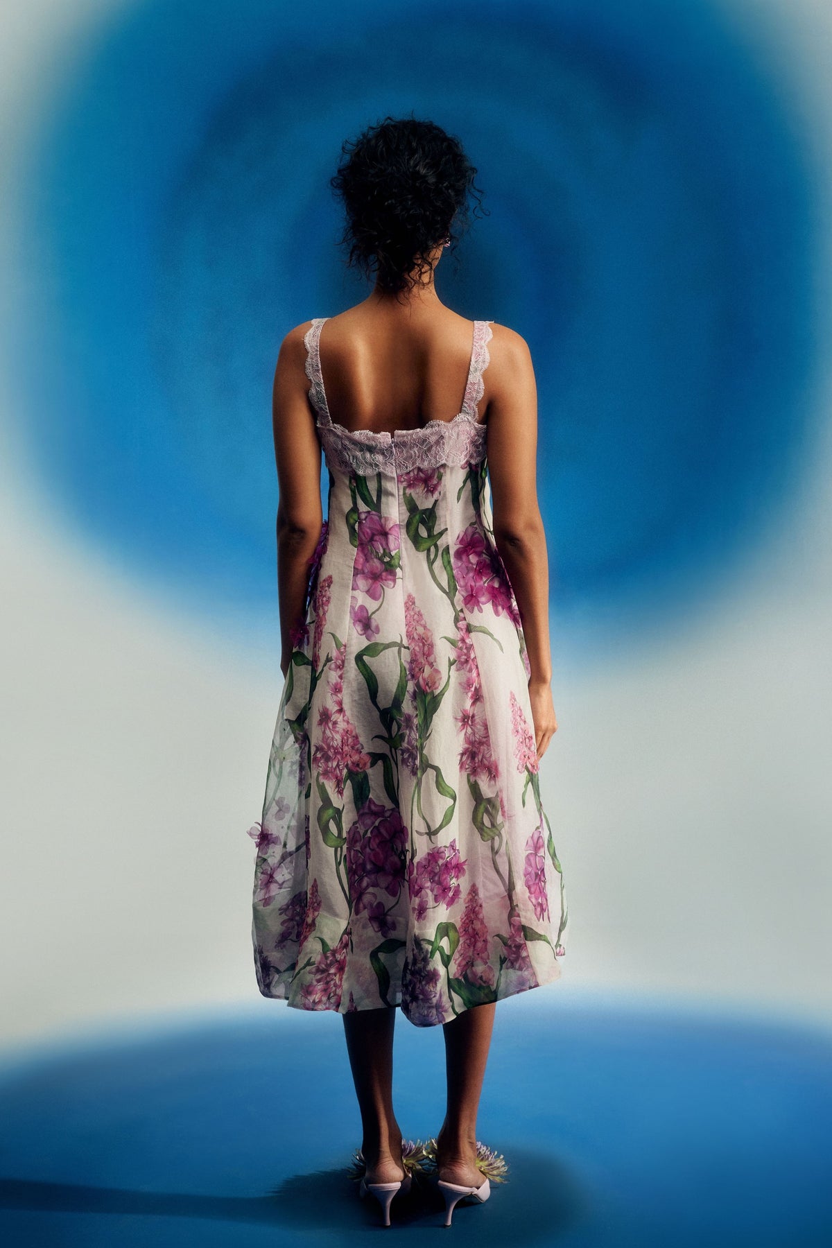 Lace-Trimmed Organza Dress