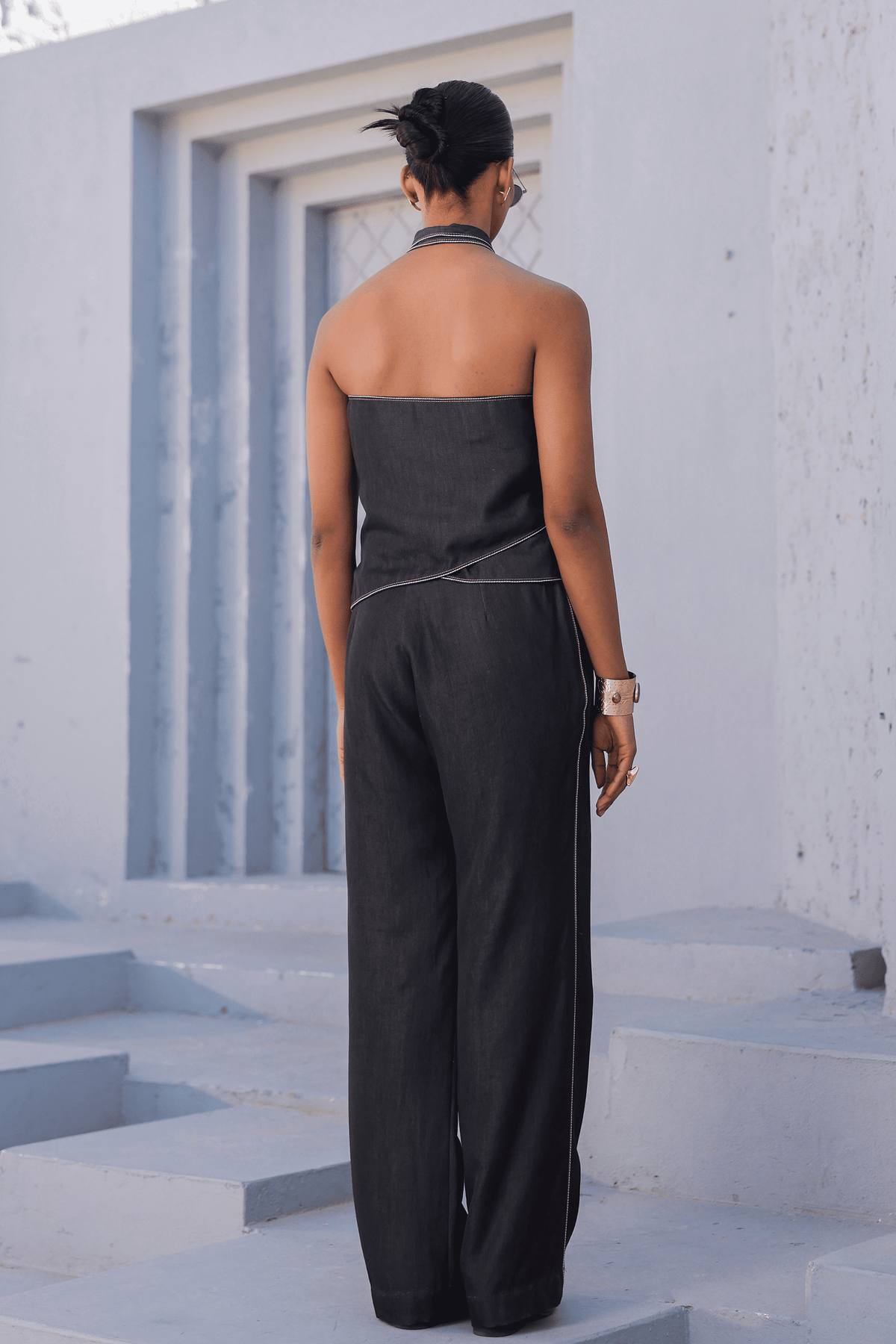 Azure Halter Neck Co-ord Set in Black