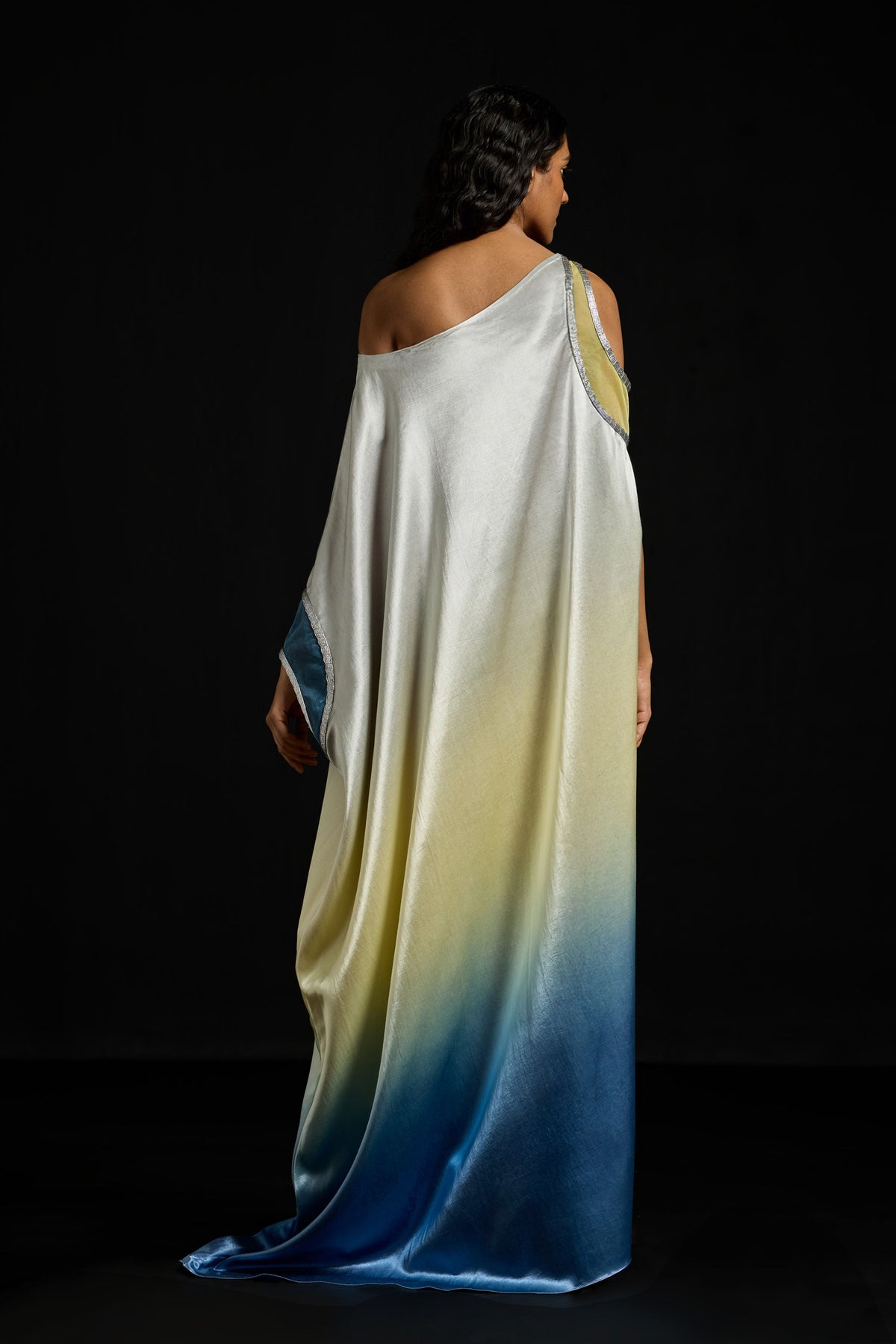 Asymmetric Gradient Satin Kaftan