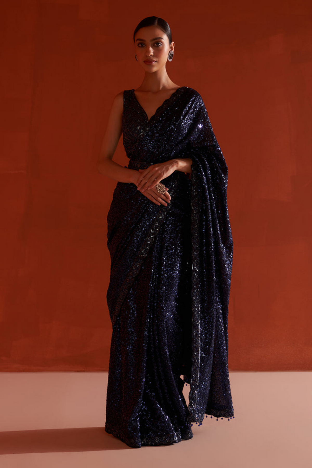 Midnight Blue Georgette Saree