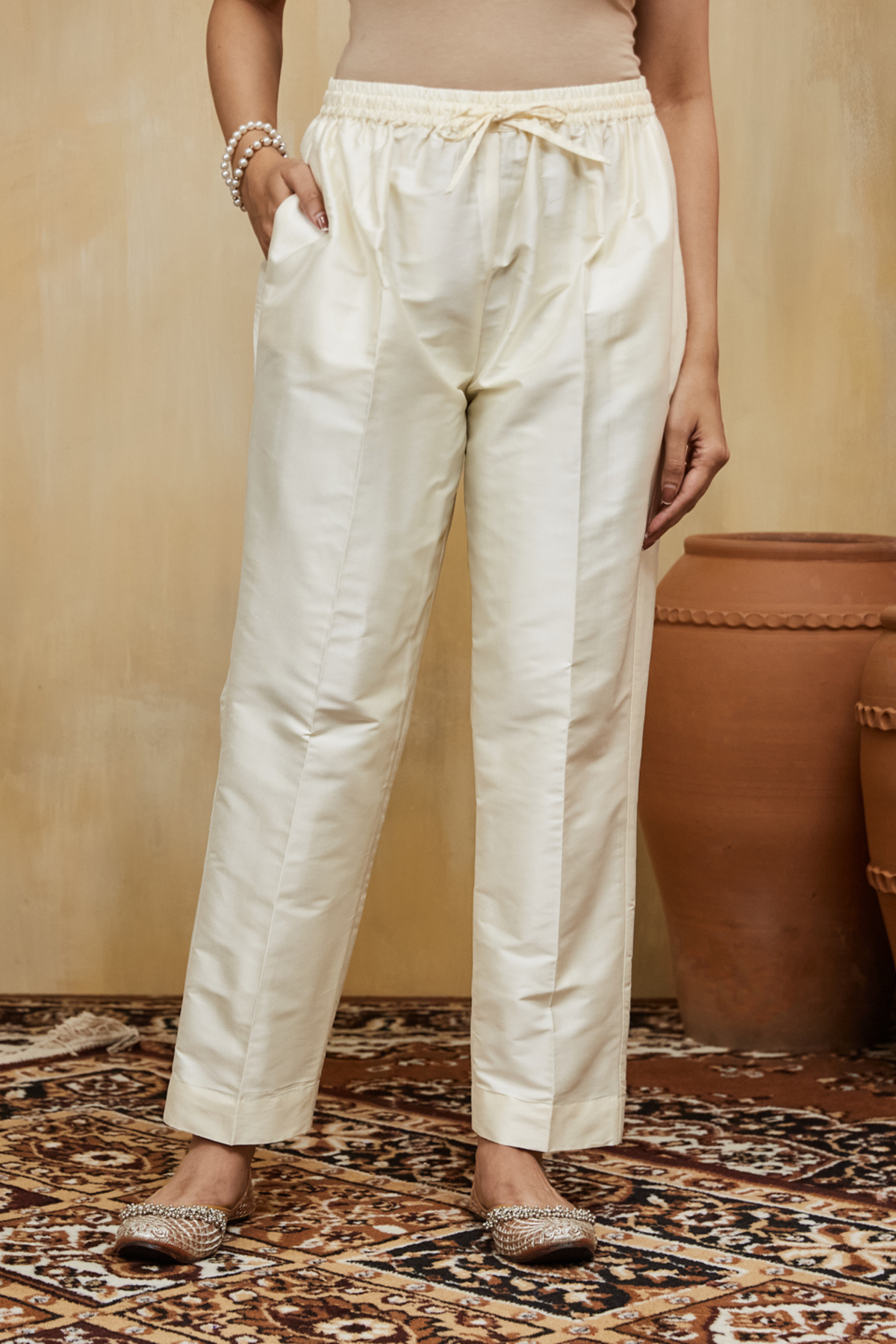 Pastel Pink Chanderi Dina Kurta Set