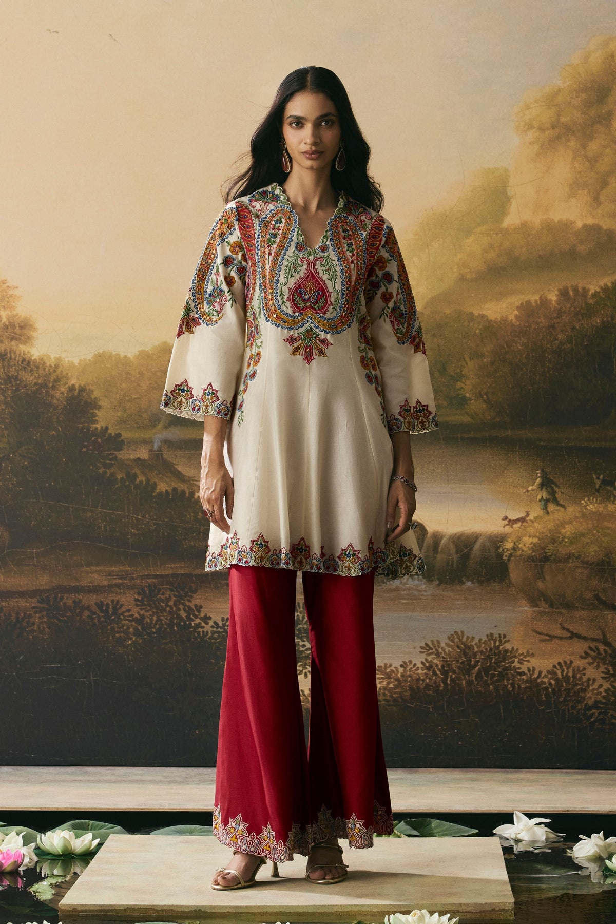 Ivory Applique Kurta Set