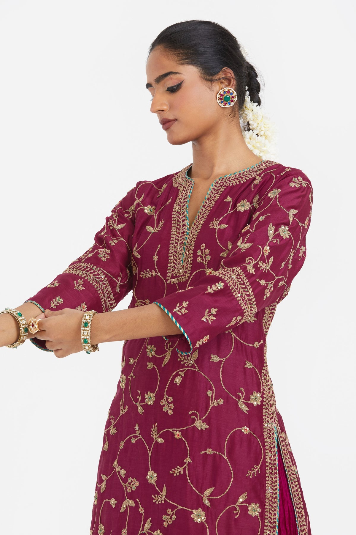 Chanderi Red Lehenga Set