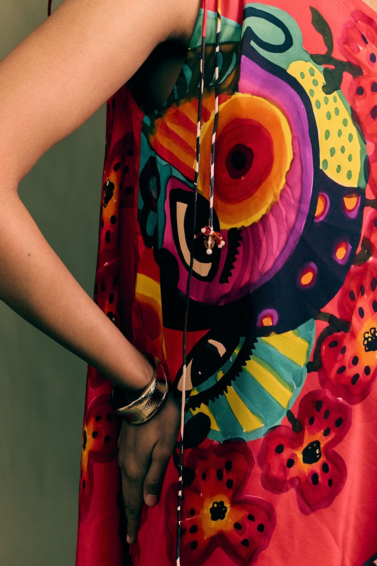 Vase Face One Shoulder Kaftan Dress