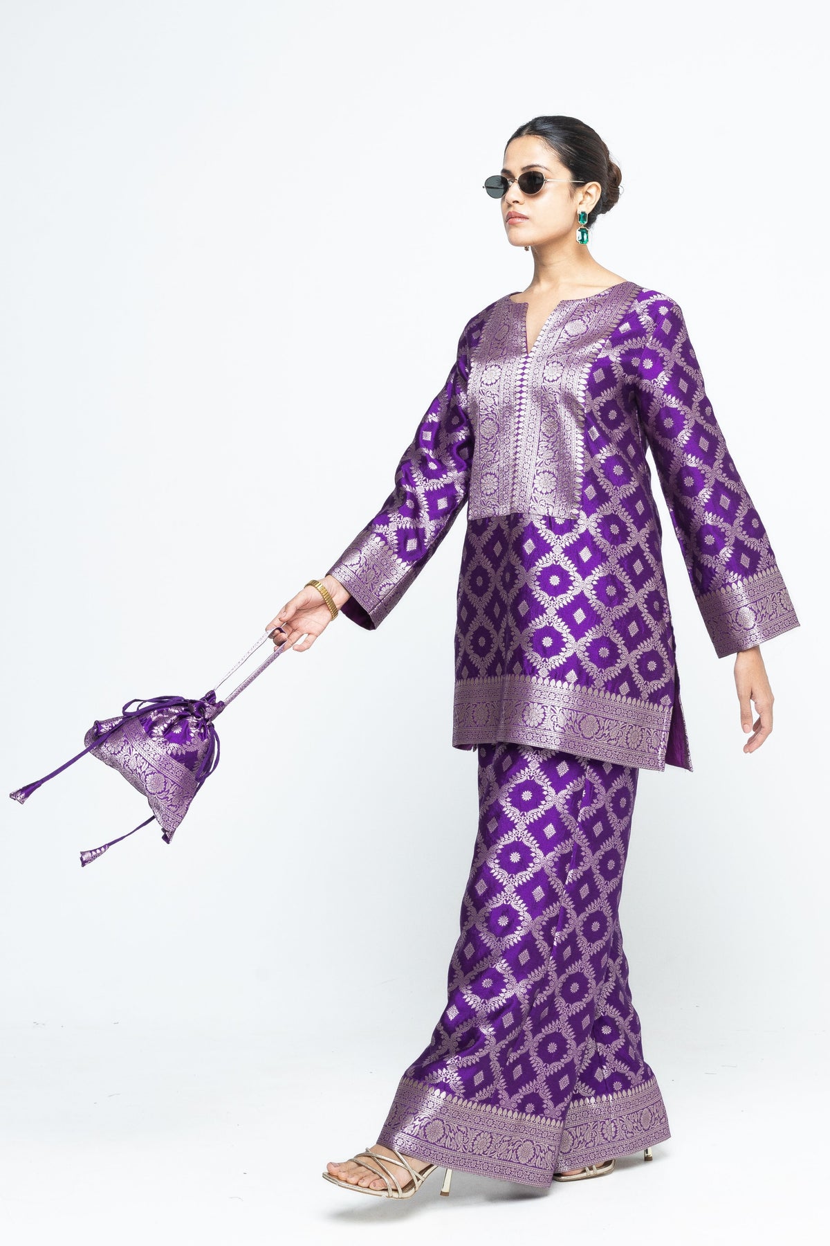Heera  Jaal Purple Tunic Set