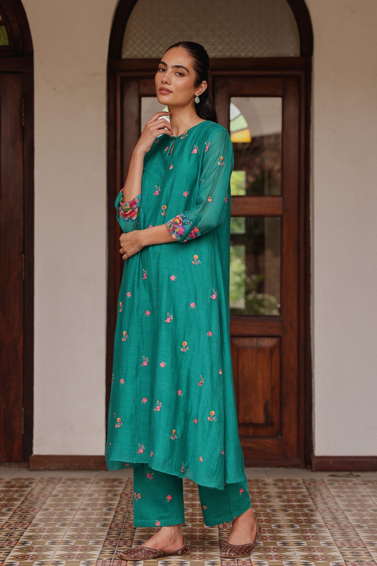 Teal Bloom Tunic Set
