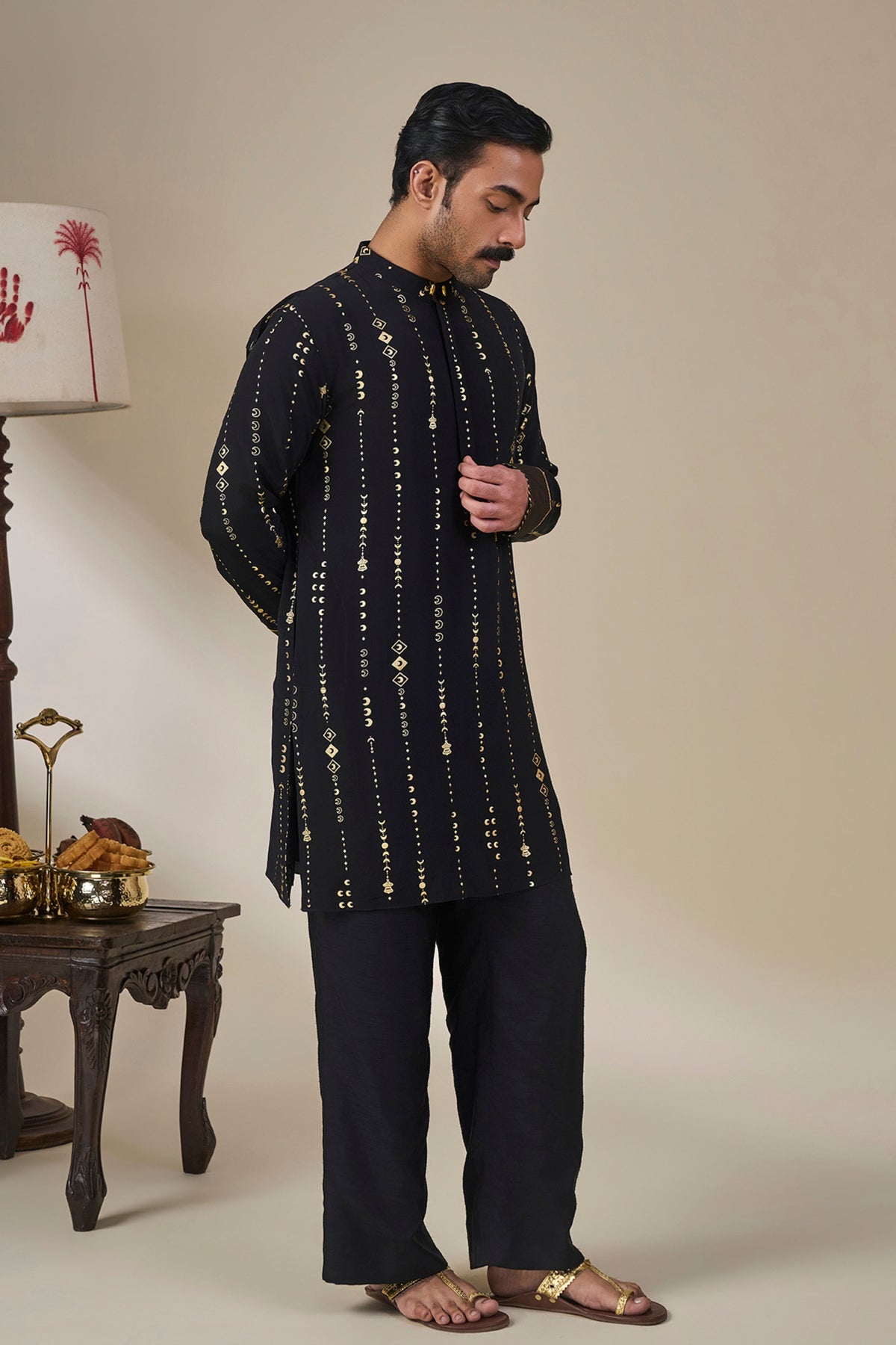 Black Celestial Moonfall Kurta Set