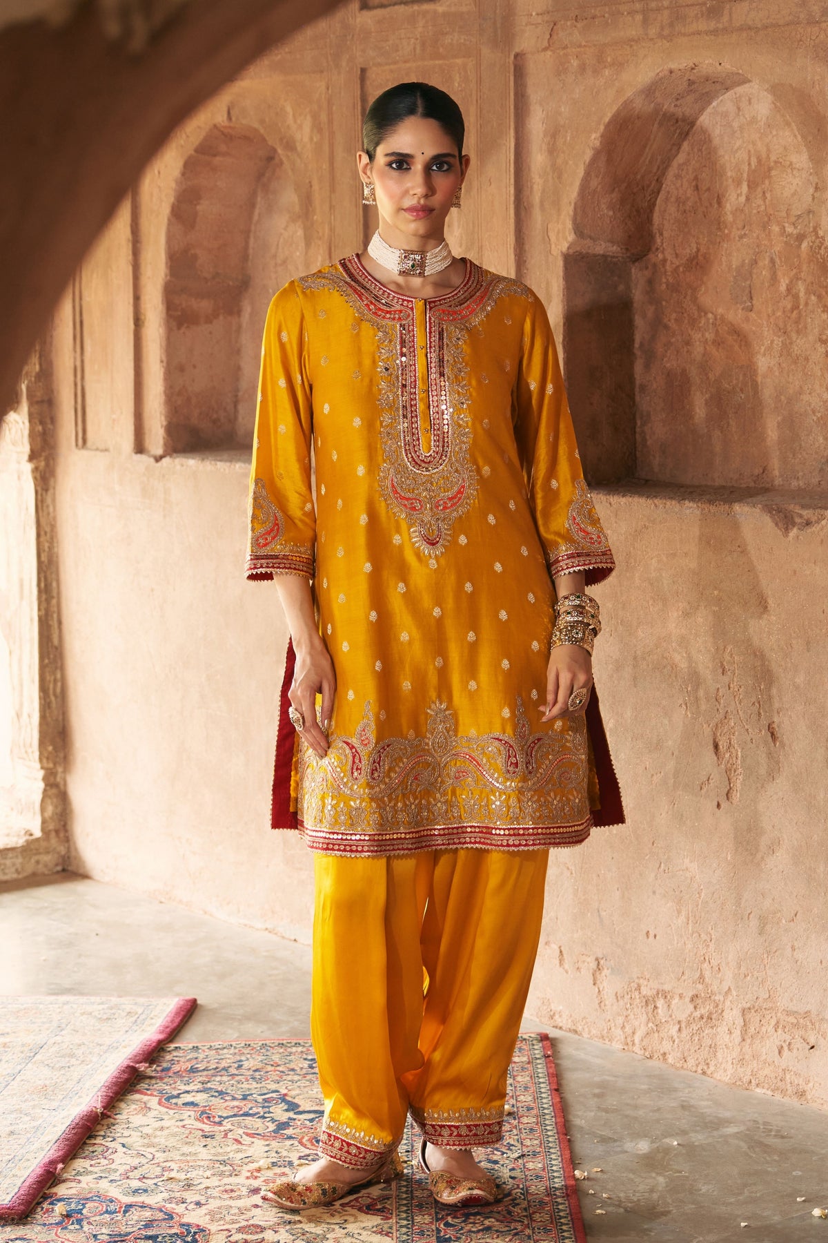 Farhana Mustard Kurta Set