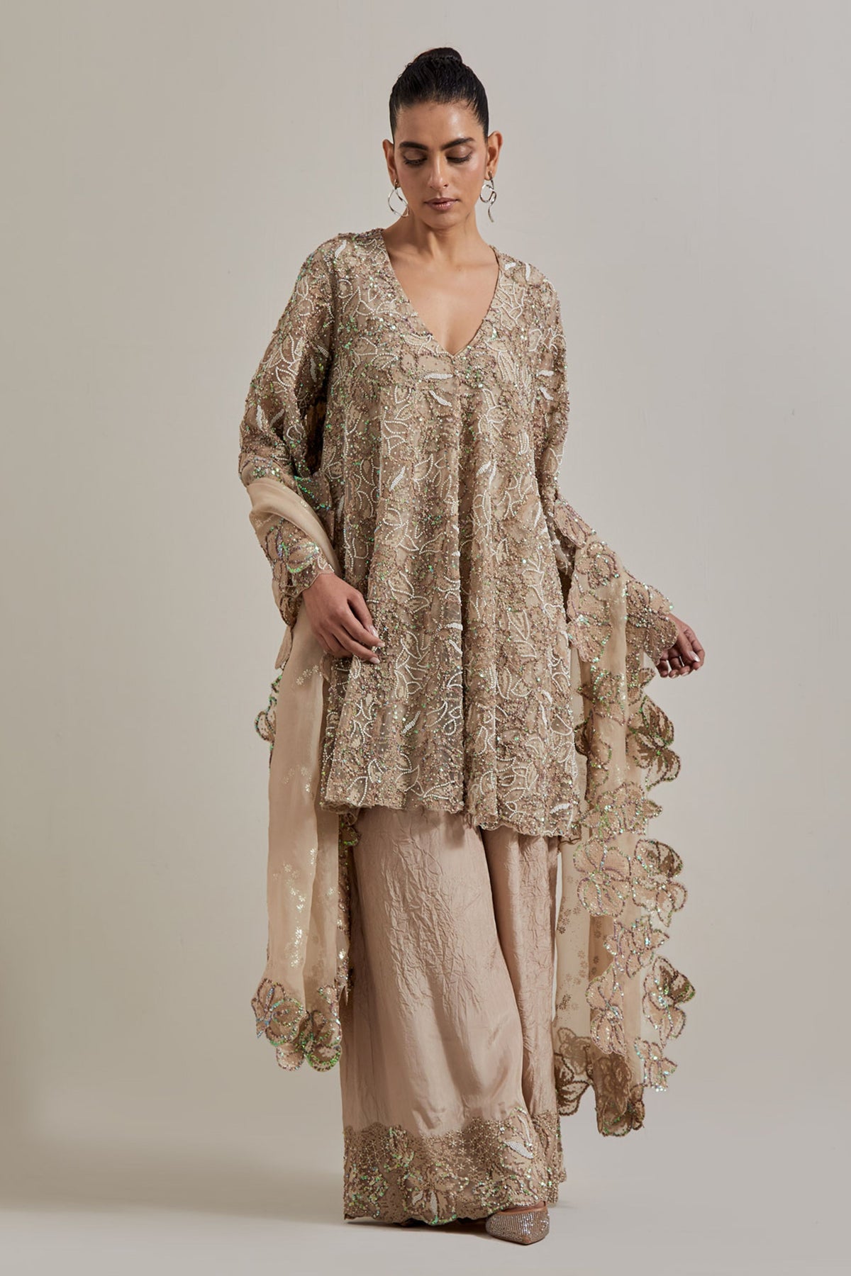 Champagne Glimmer Sharara Set