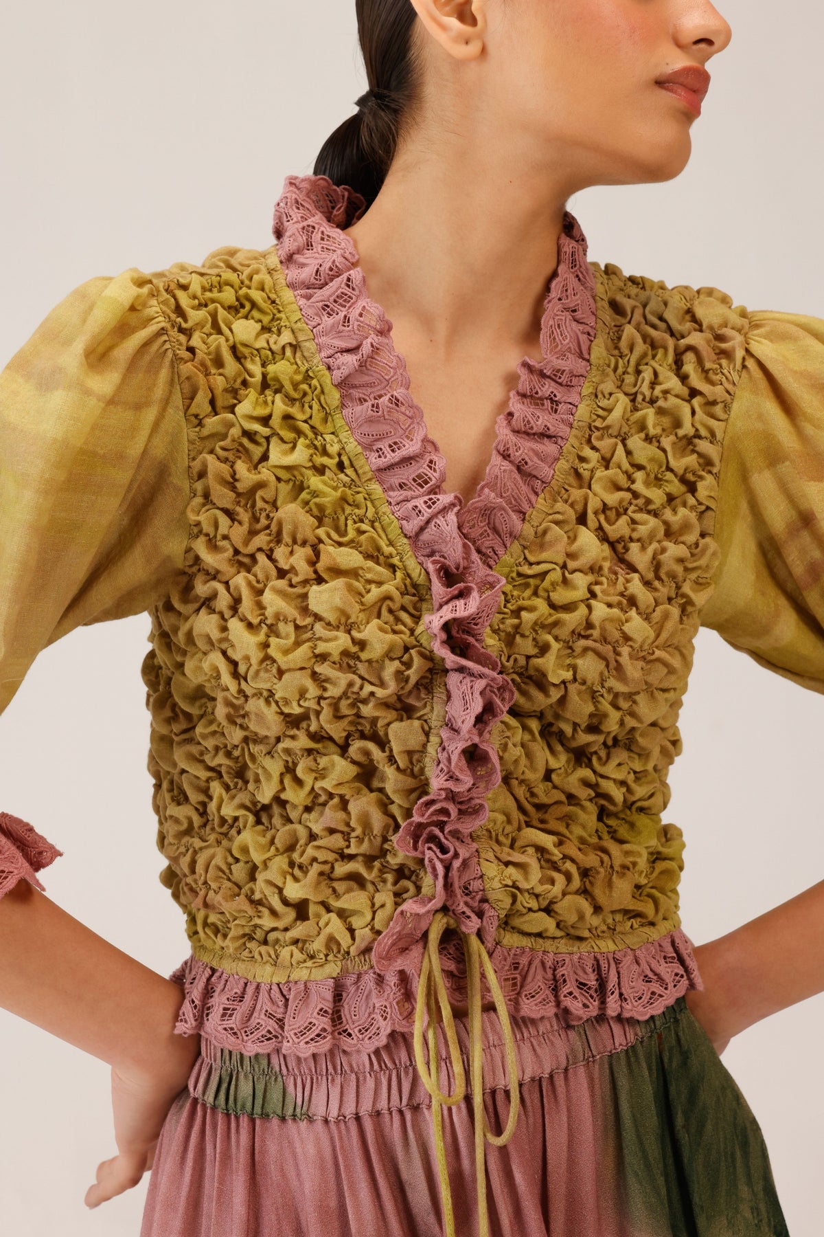 Smocked Rooshed Blouse