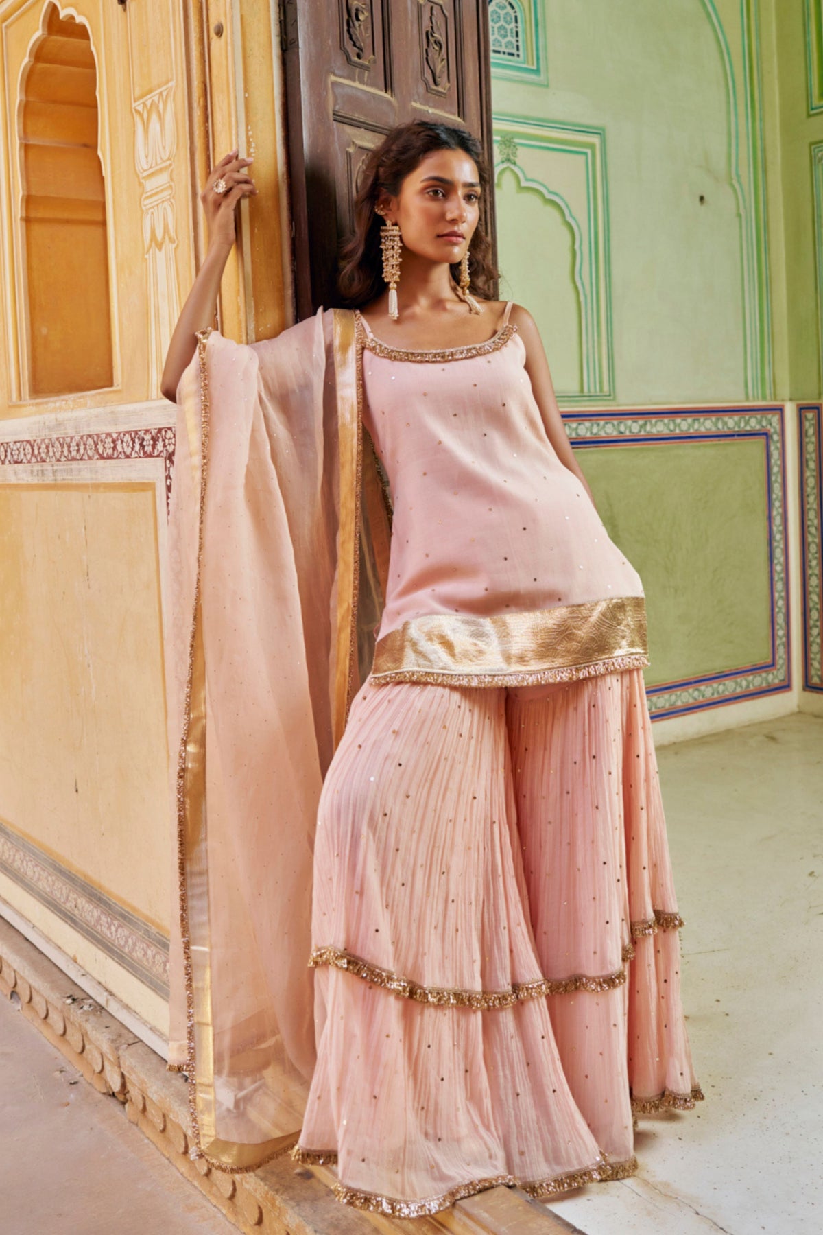 Vintage Blush Spaghetti Sharara Set
