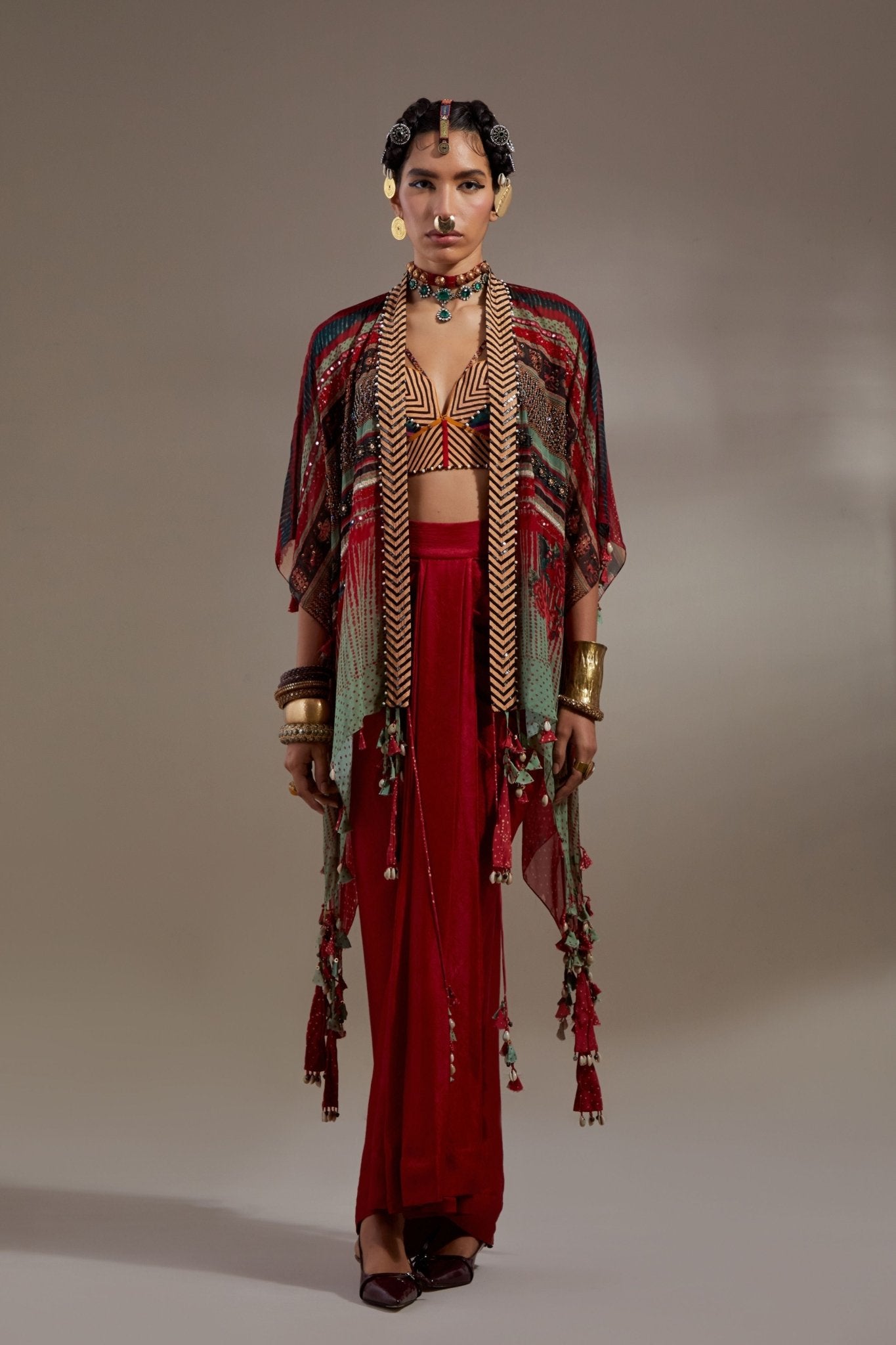 Multi Veni Jacket Set - Aseem Kapoor - Elahe