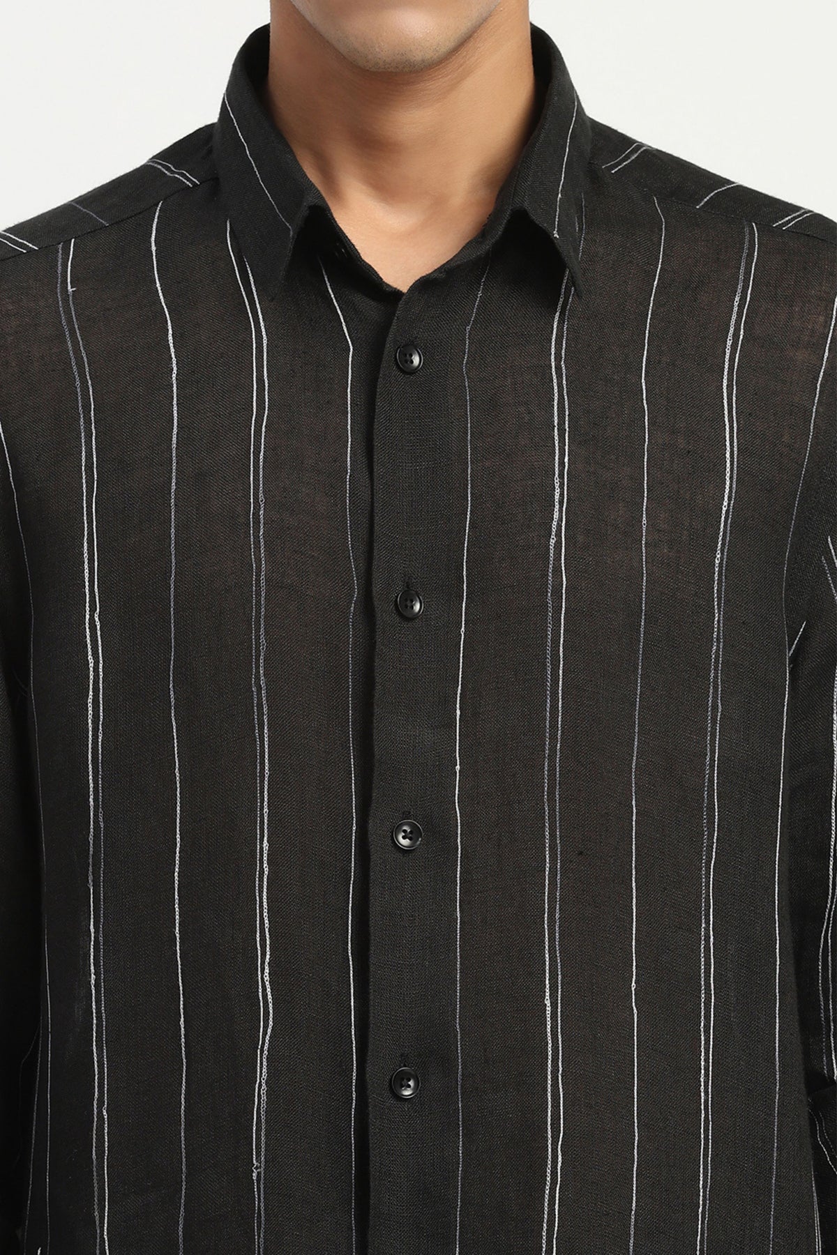 Black Shaded Aari Stripes Shirt