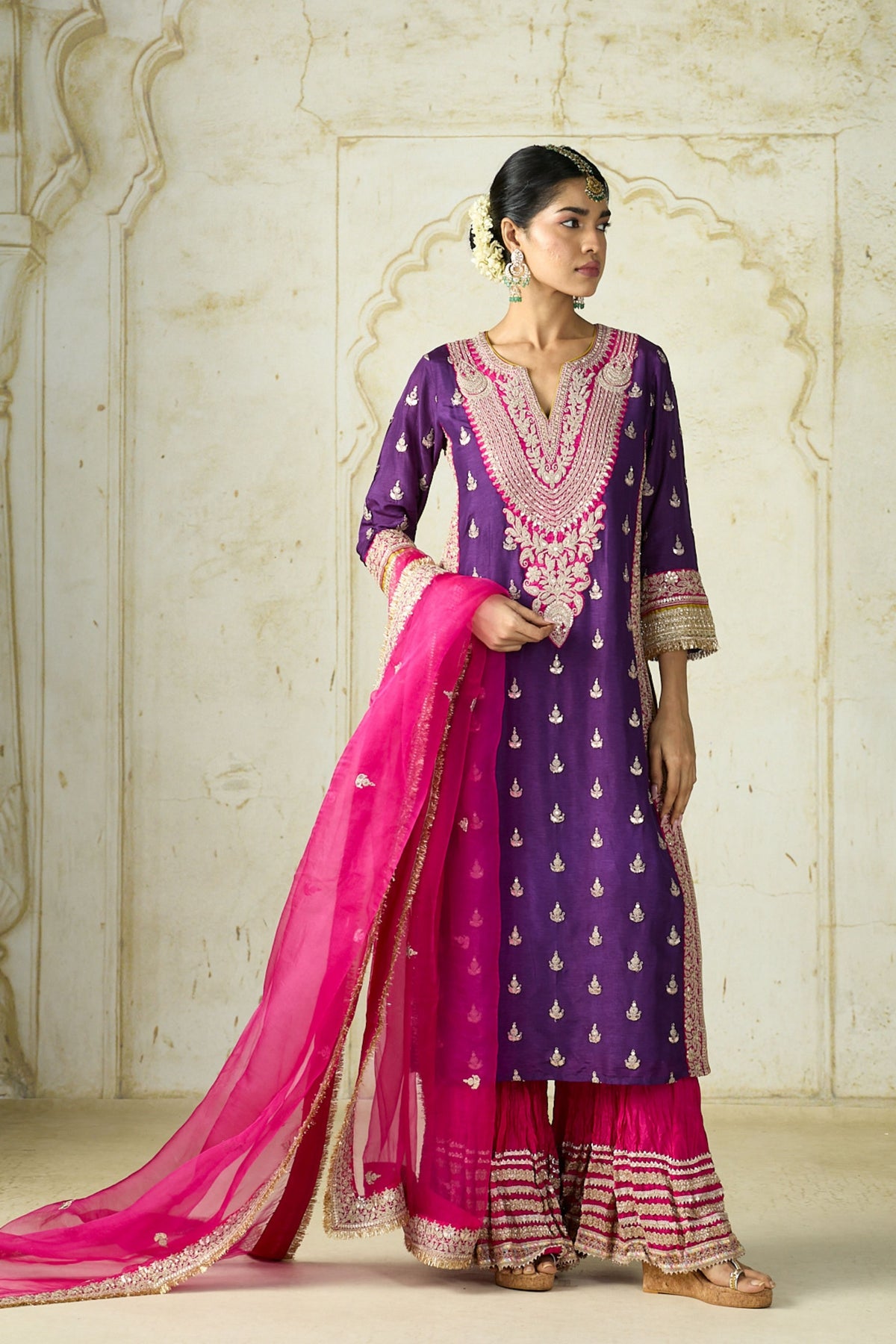 Purple Fitoor Sharara Set