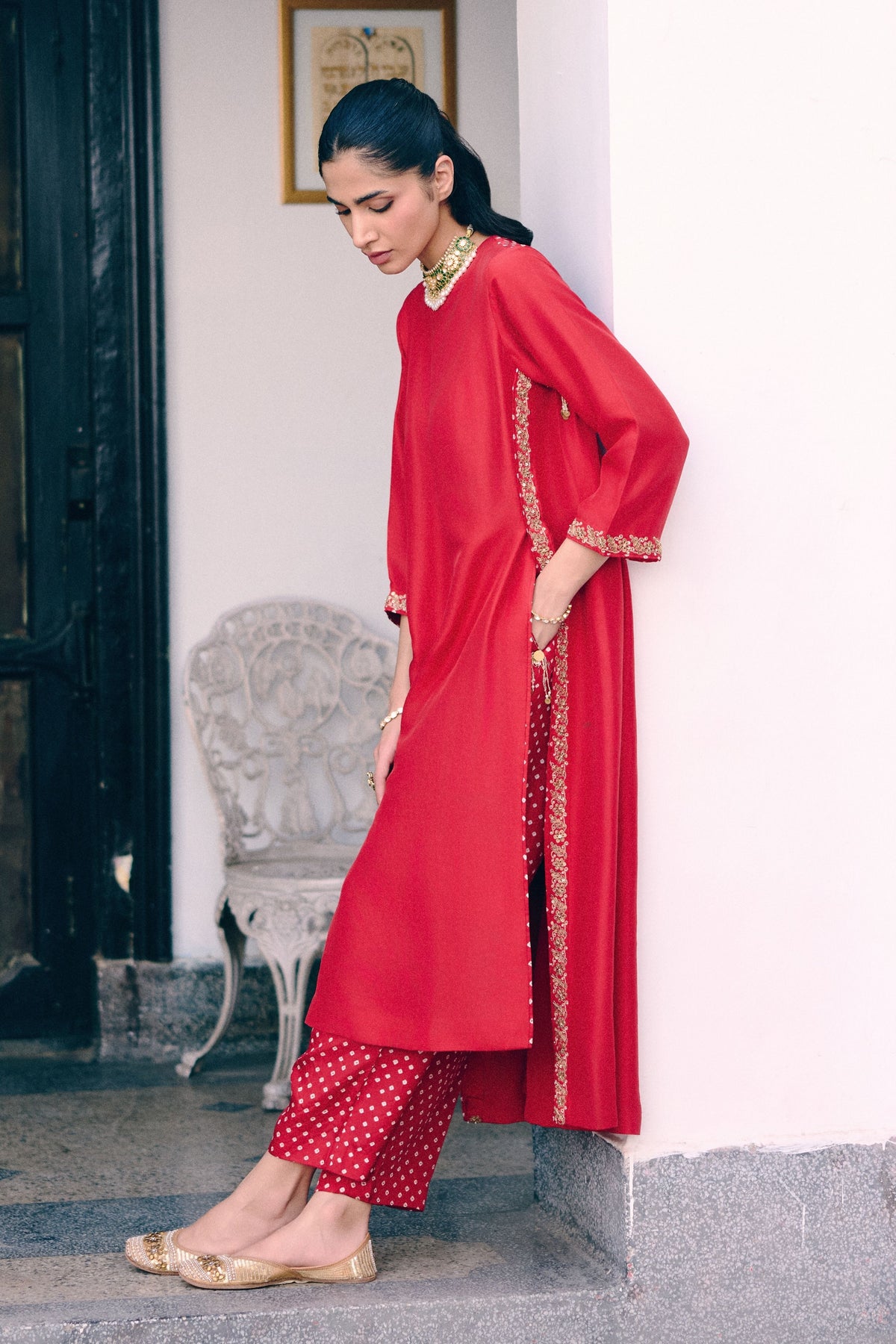 Whispers Bandhani Kurta Set