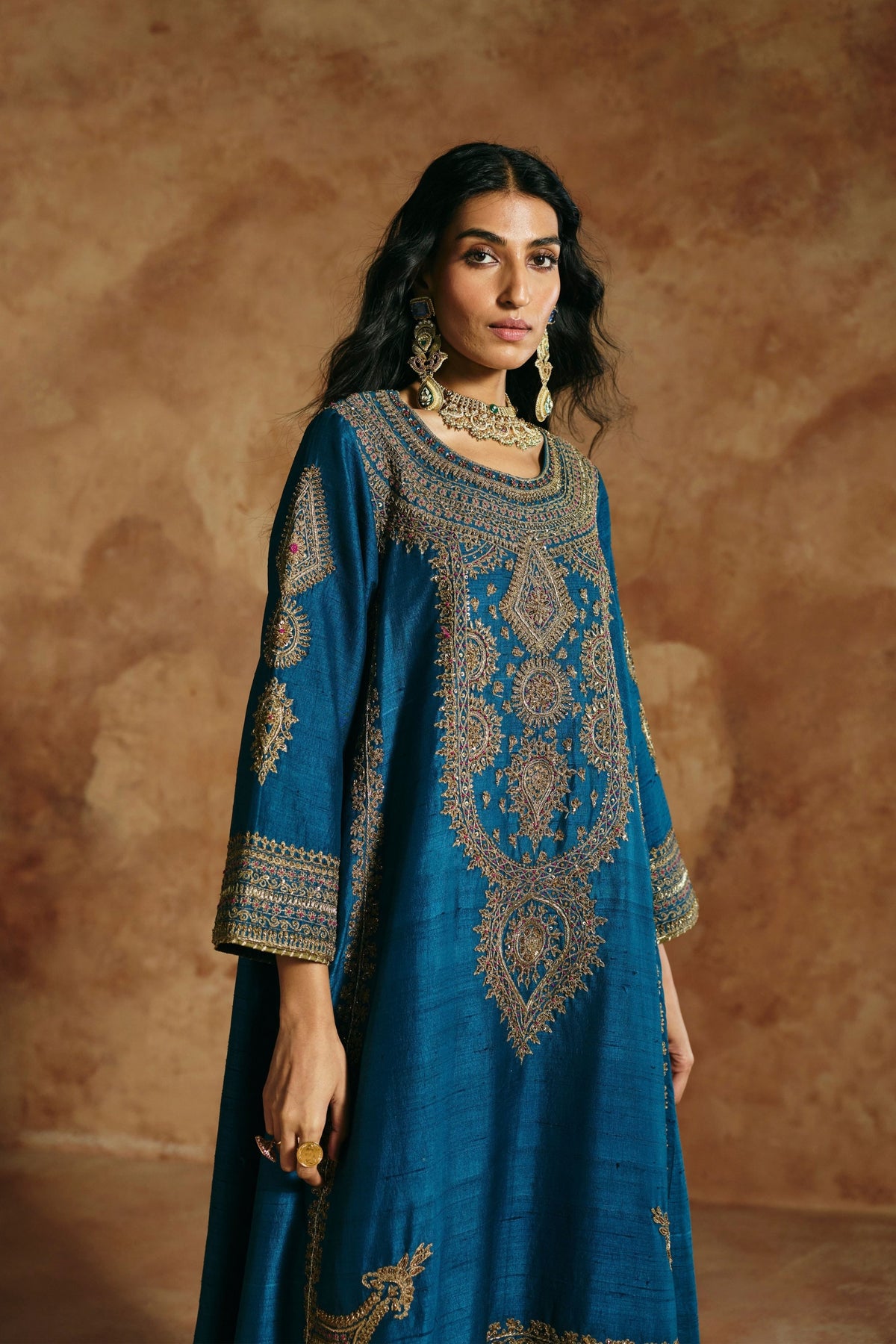 Teal Blue Sindh Kurta Set