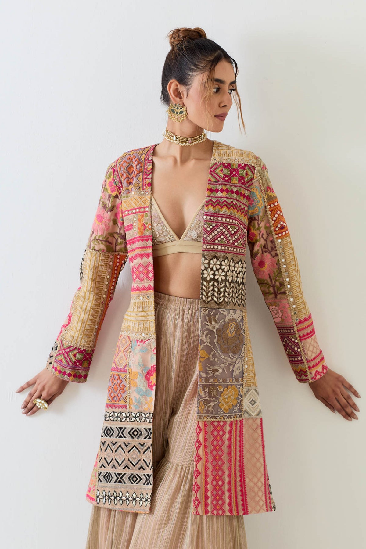 Chanderi Jacket Sharara Set