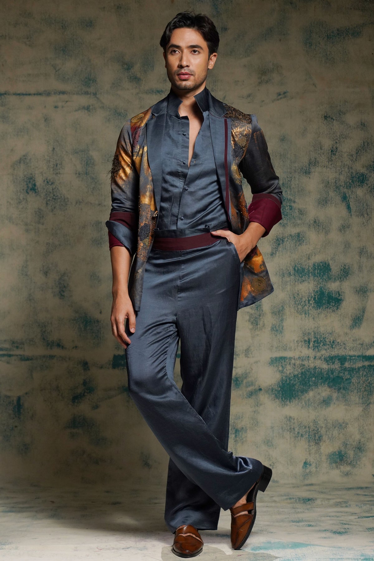 Charcoal Blue Blazer Set