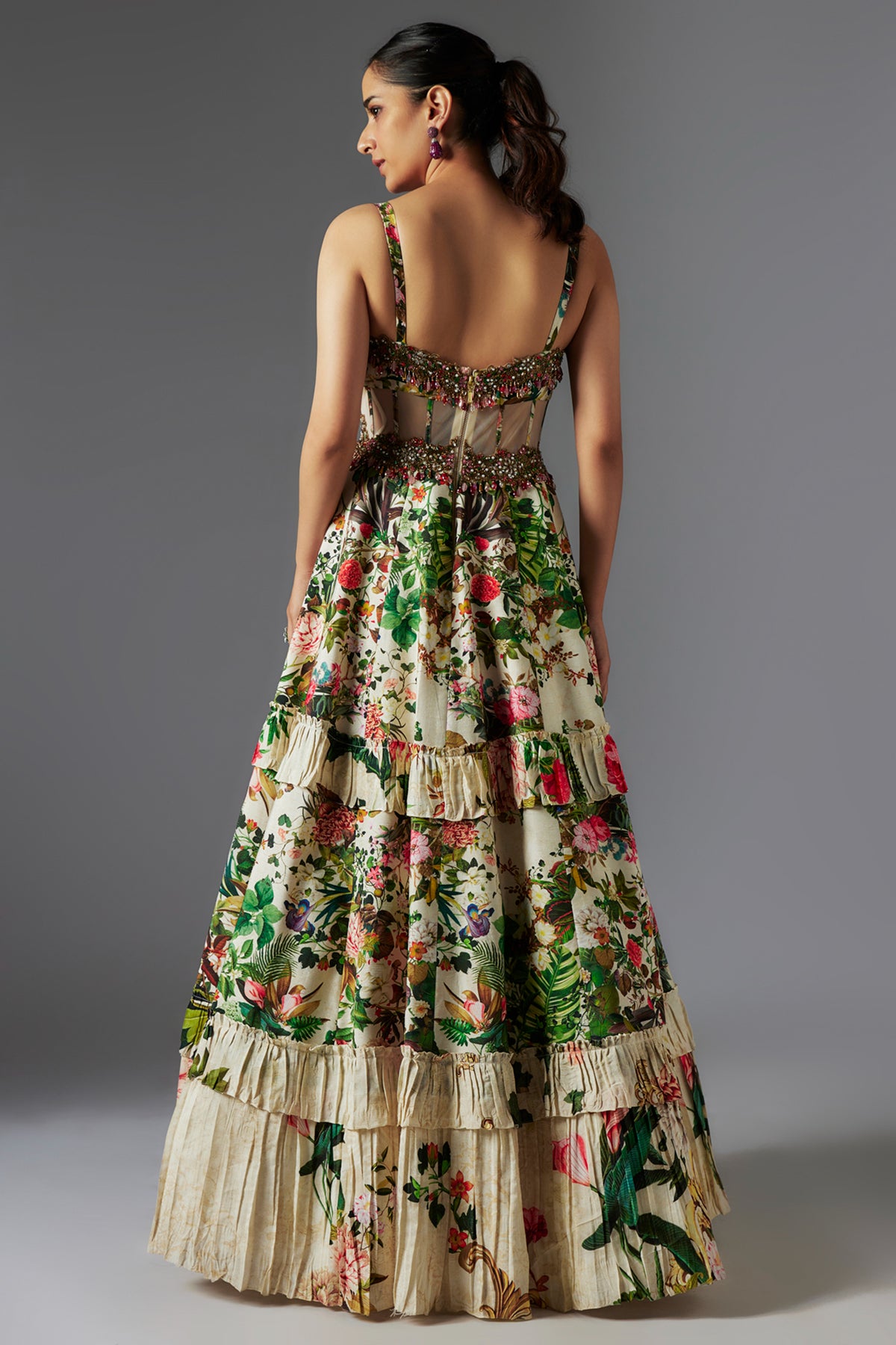 Ivory Botanical Printed Gown