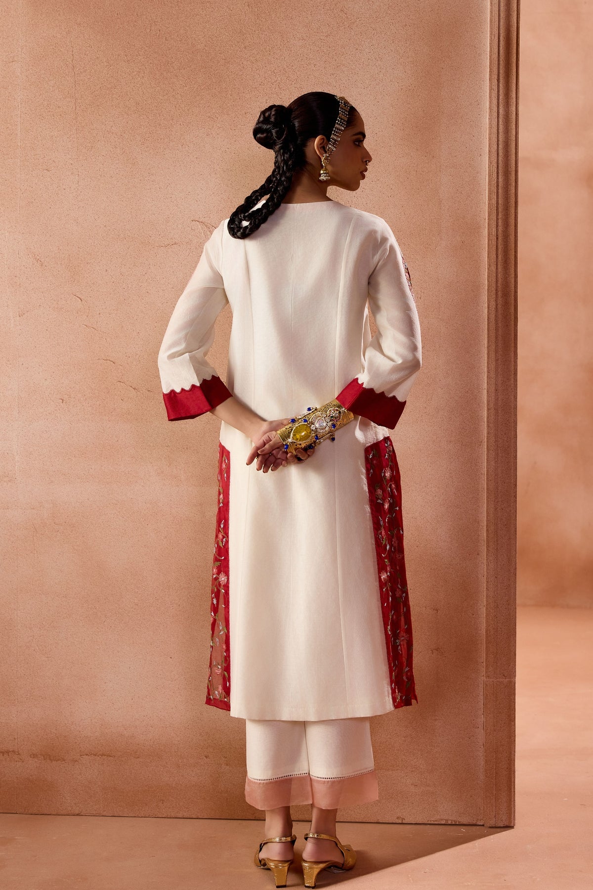 Ivory Maroon Kurta Set