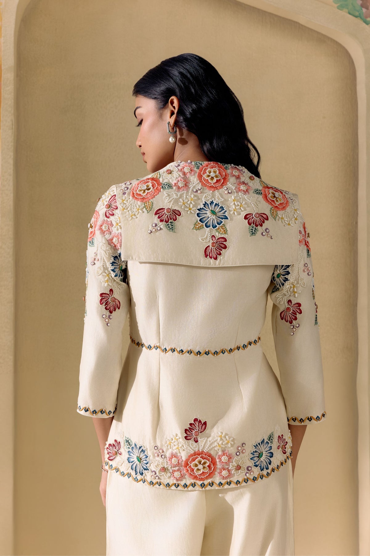 Ivory Fleur Peplum Jacket