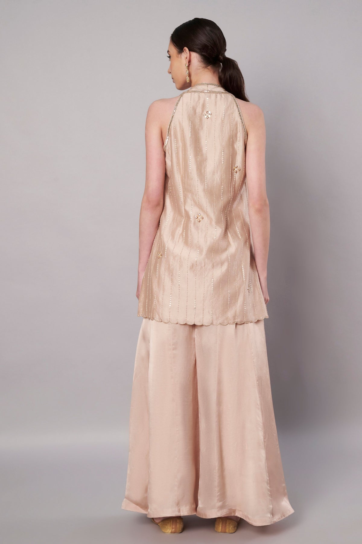 Florale Halter Champagne Suit Set