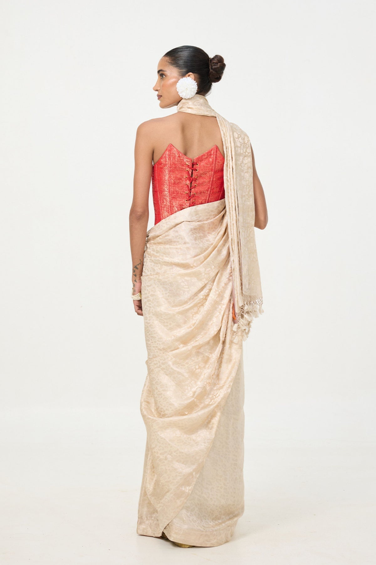 Off-White Tissue Saree