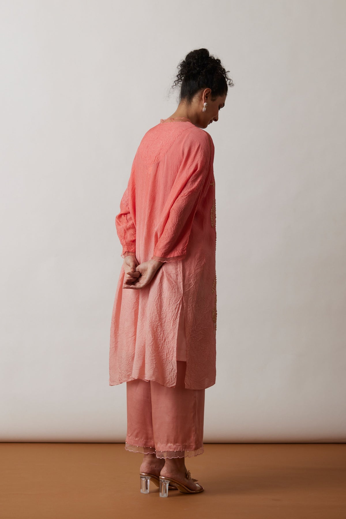 Coral Crushed Kurta Set