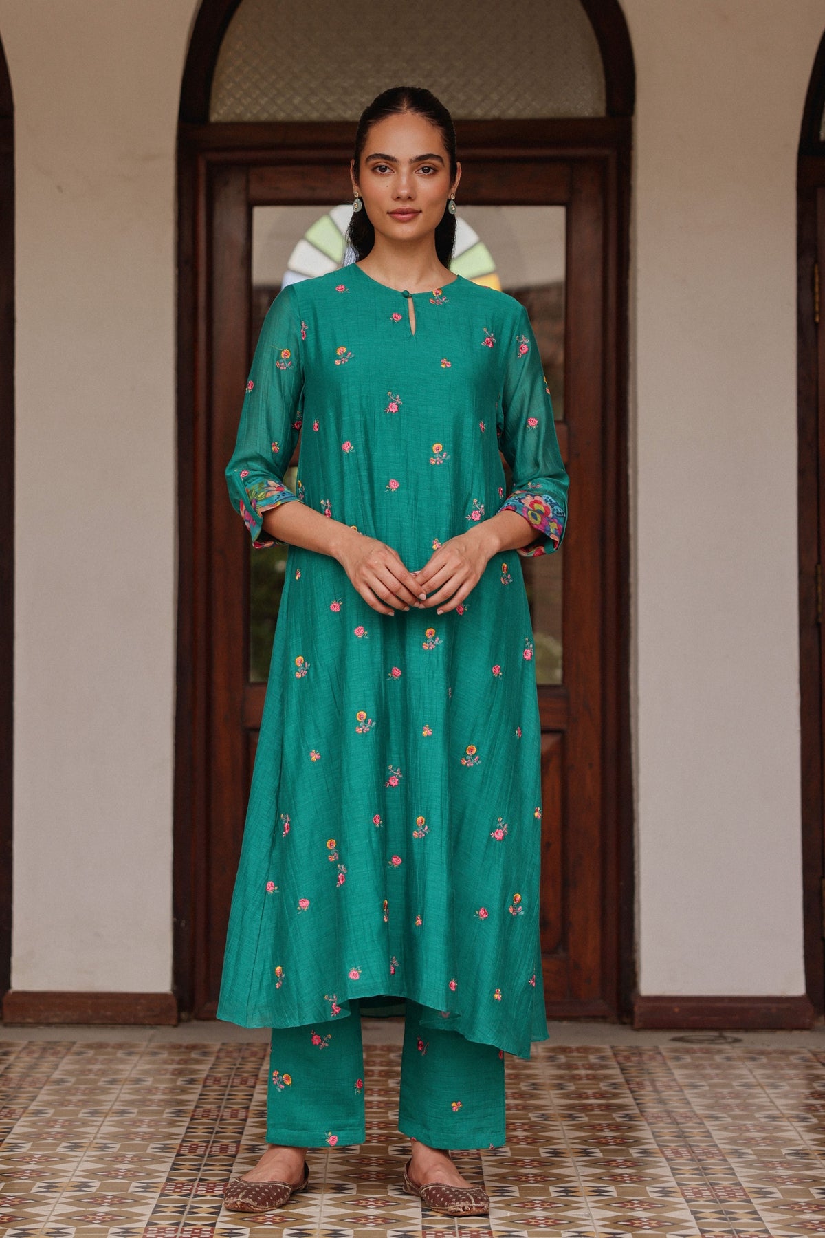 Teal Bloom Tunic Set
