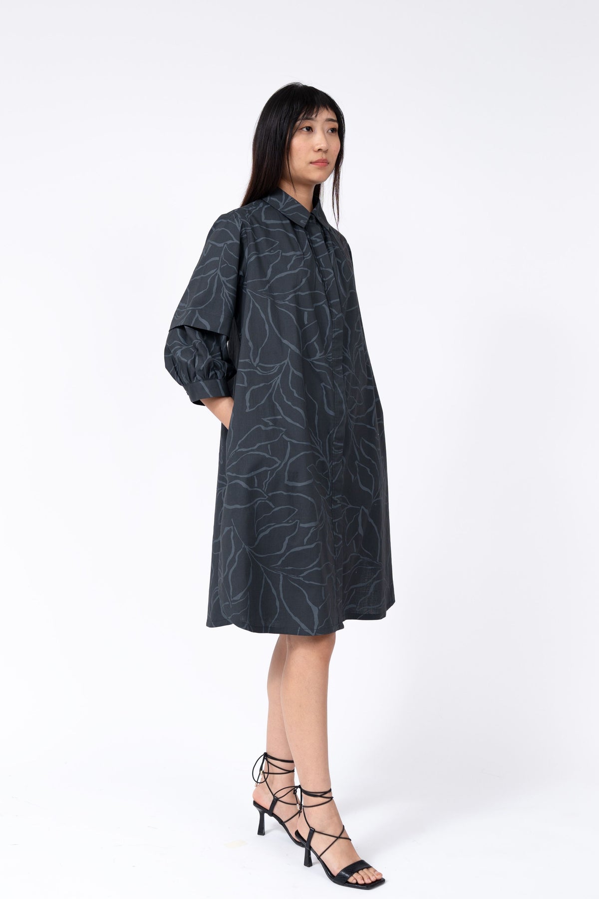 Abstract Leaf Print Fence Dress