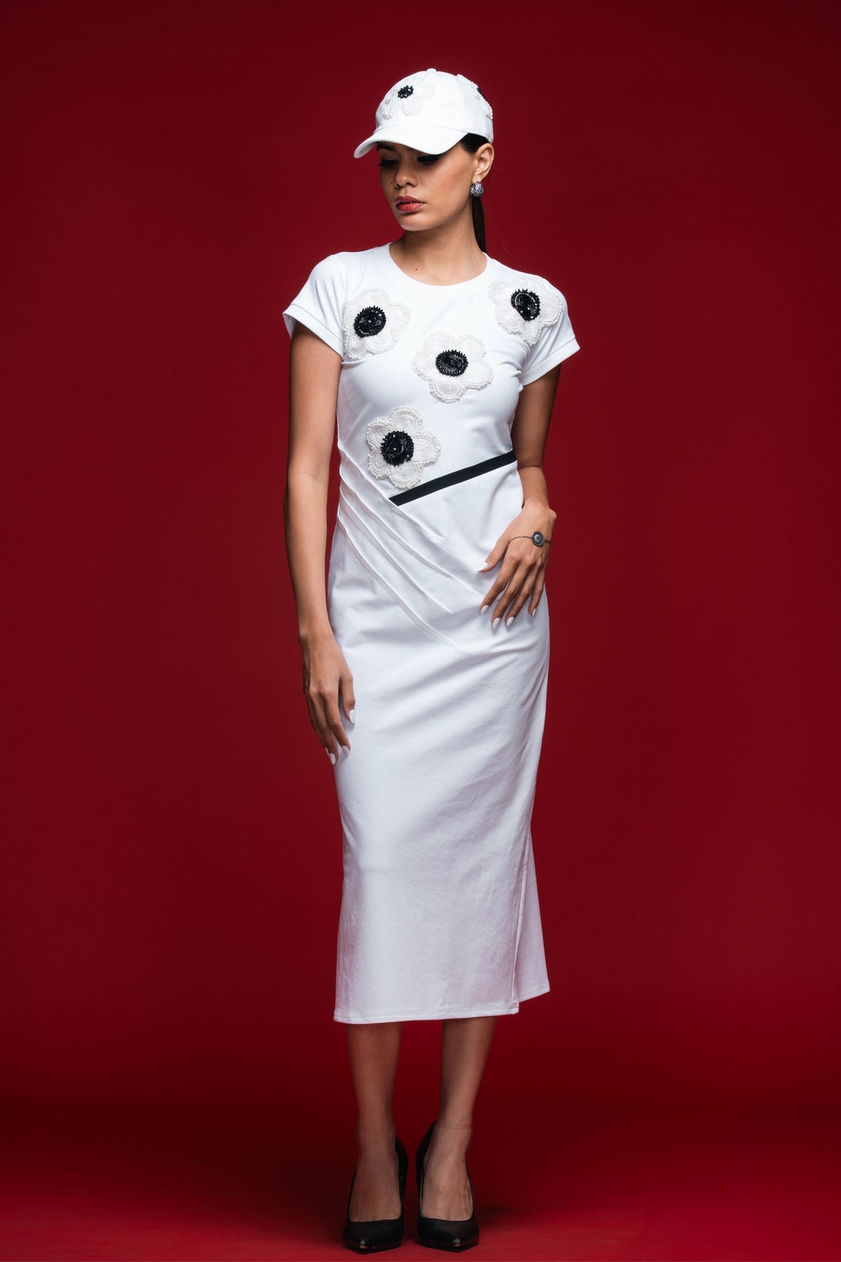 Contrast Bloom Column Dress